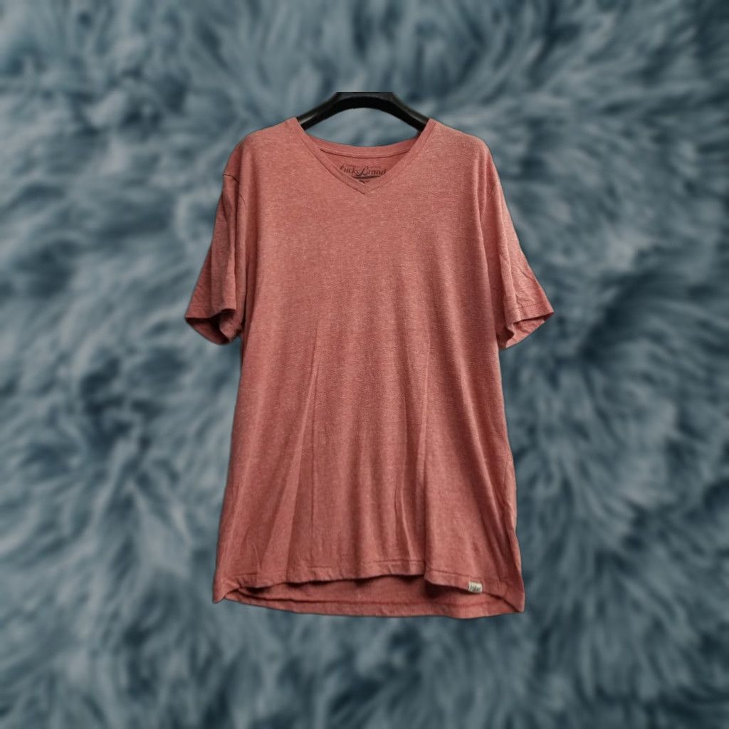 Lucky Brand Lucky Brand T-Shirt Shirt Men Peach V-Neck XL Regular Short Sleeve Size US XL / EU 56 / 4 - 1 Thumbnail