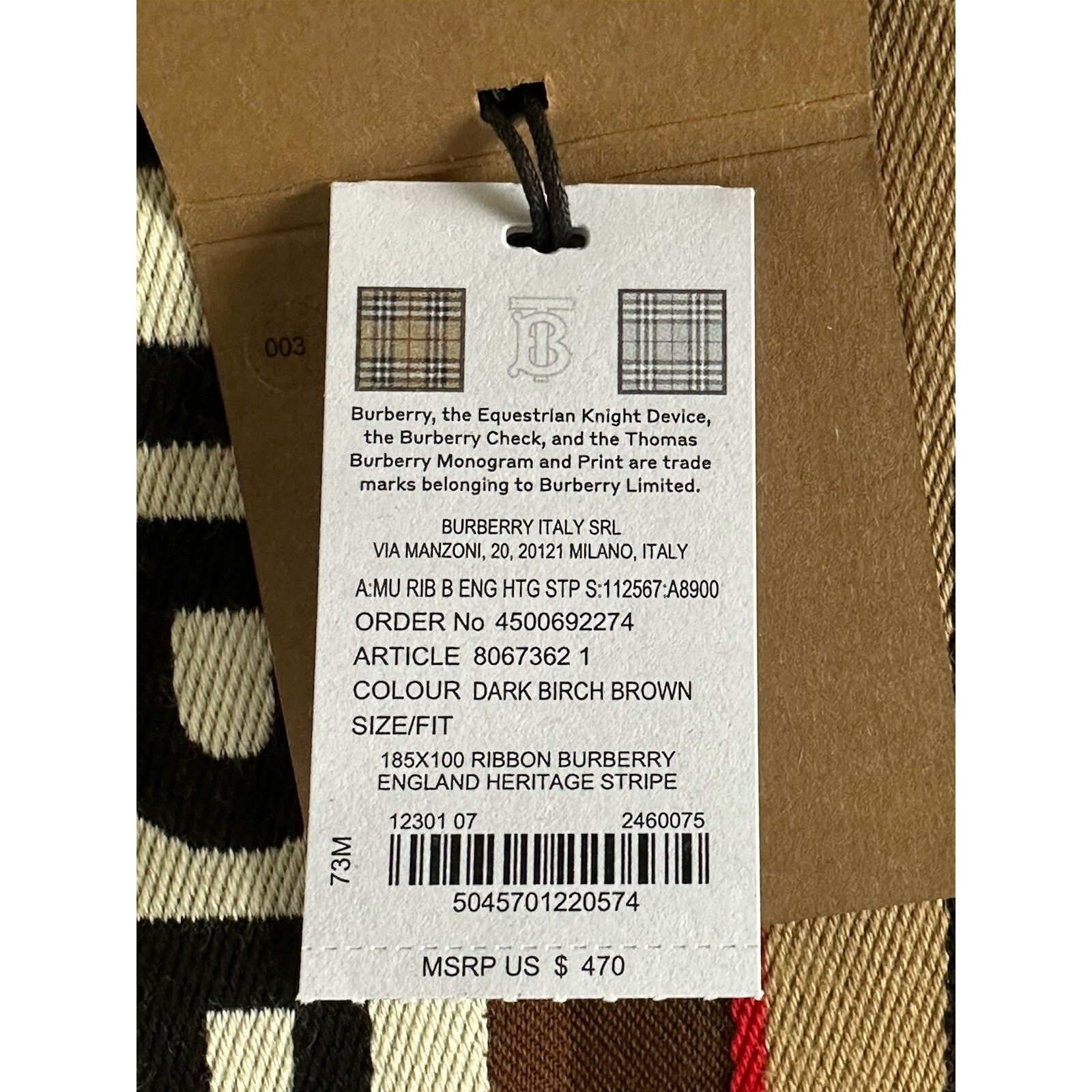 Burberry NWT $470 Burberry Cotton Scarf Brown 185 cm x 100 cm 806732 Size ONE SIZE - 11 Thumbnail
