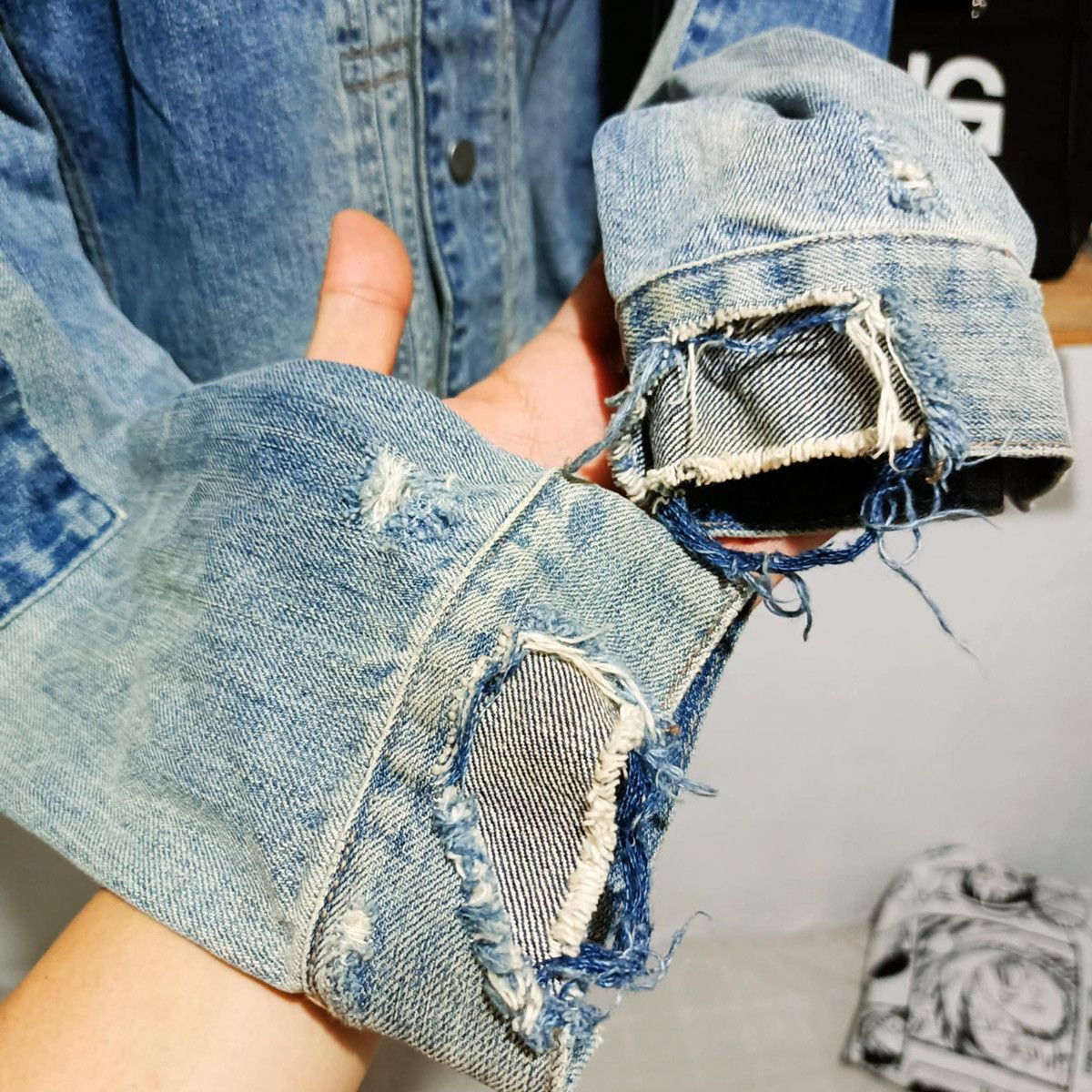 Allsaints ALLSAINTS DARUMA DISTRESSED DENIM JACKET Size US M / EU 48-50 / 2 - 5 Thumbnail