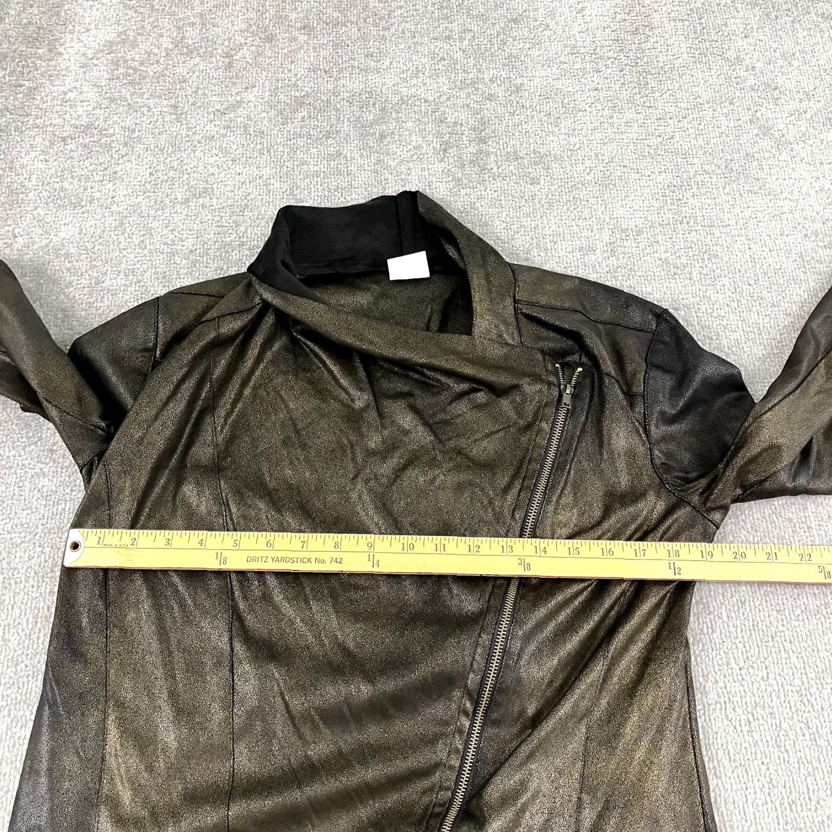 Anthropologie VINTAGE Anthropologie Jacket Womens Large Black Gold Foil Moto Full Zip Asymmetrical Size L / US 10 / IT 46 - 5 Thumbnail