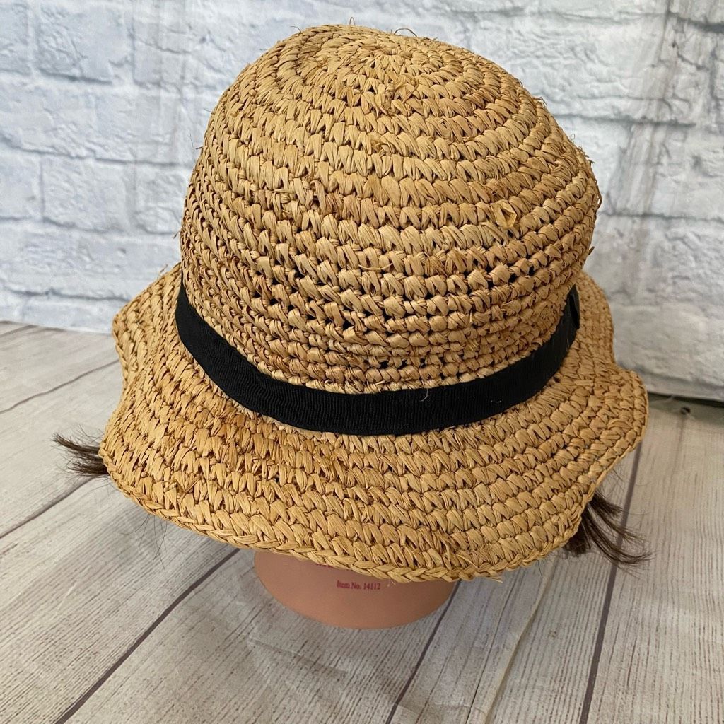 Old Navy Old navy women Med/Large straw hat with brim tan with black Size ONE SIZE - 4 Thumbnail