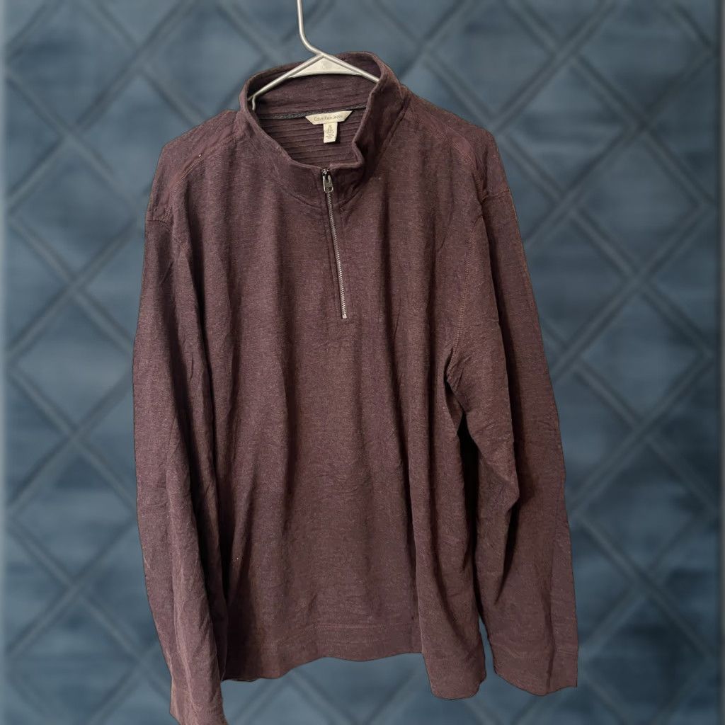 Calvin Klein Calvin Klein Men's Sweater 1/4 Zip Mock Neck XL Maroon Size US XL / EU 56 / 4 - 1 Thumbnail