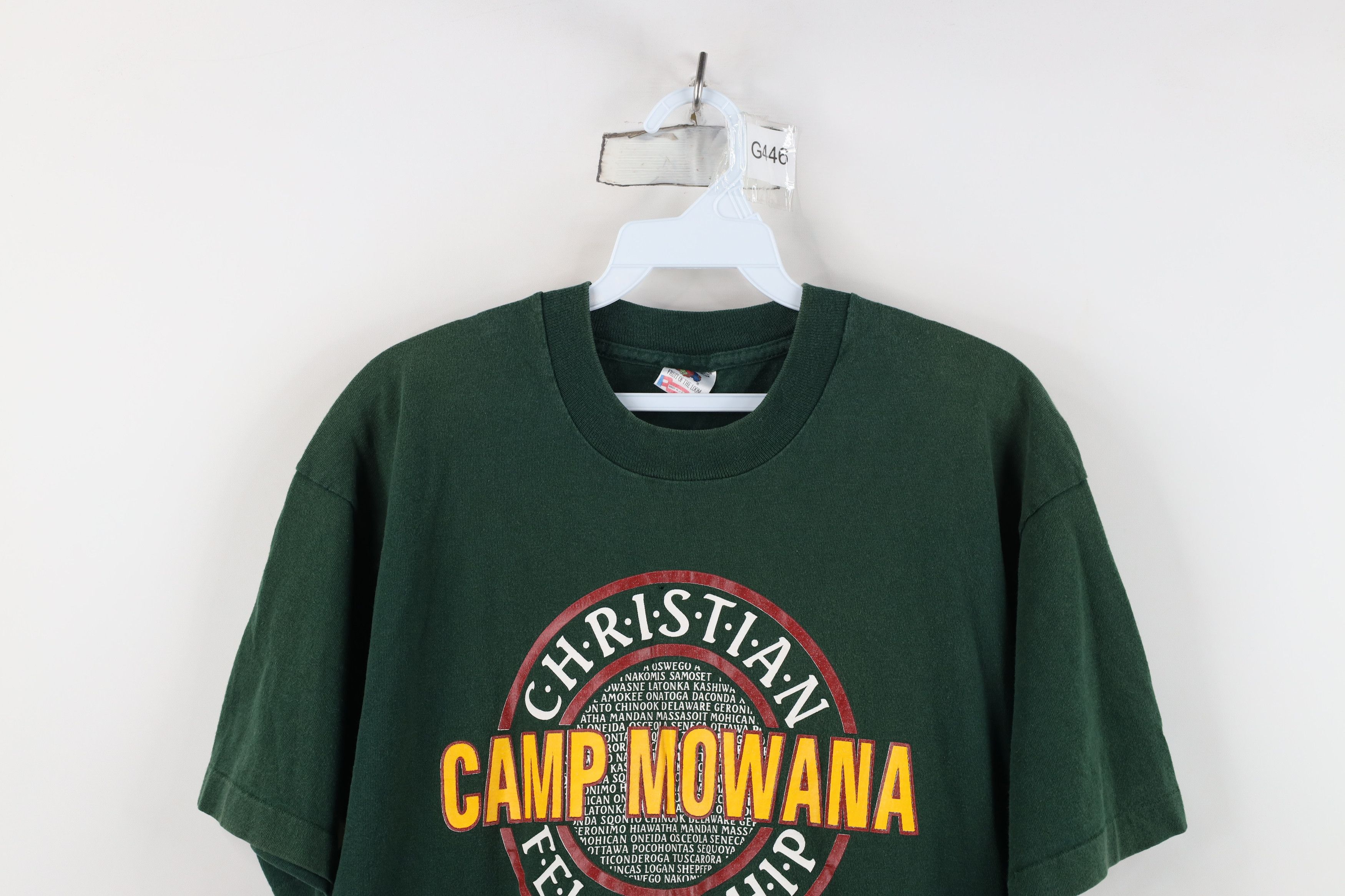 Fruit Of The Loom Vintage 90s Fellowship Camp Mowana T-Shirt Green USA Size US L / EU 52-54 / 3 - 2 Thumbnail