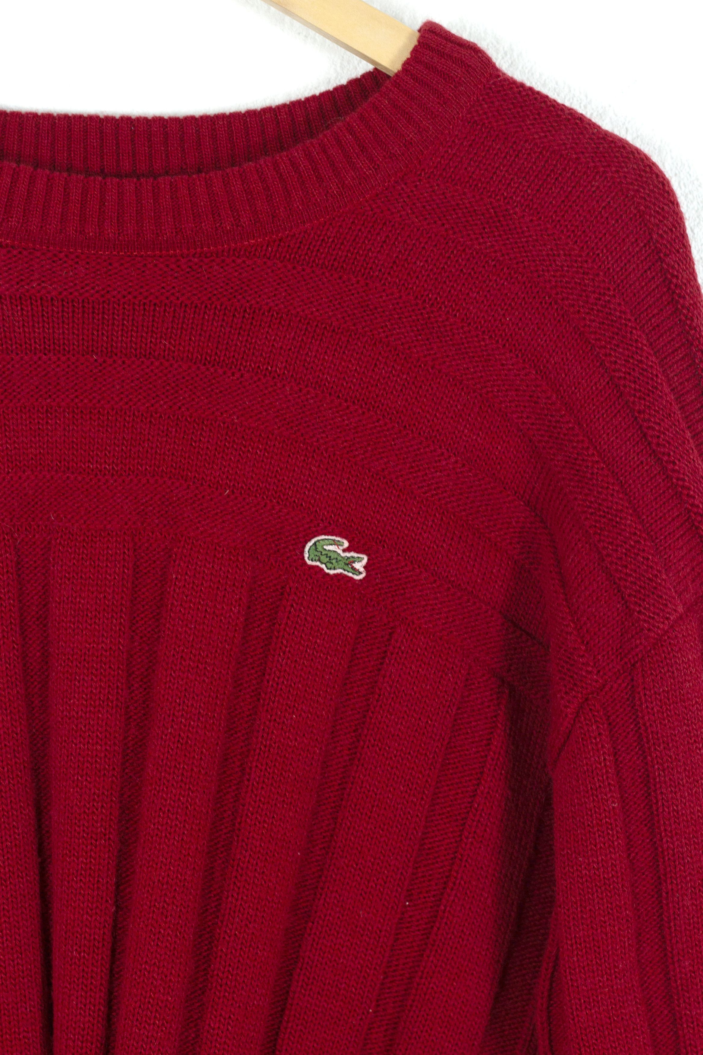 Lacoste × Vintage Vintage Lacoste Croc Logo Red Ribbed Wool Sweater 90s NZ Size US XL / EU 56 / 4 - 4 Thumbnail