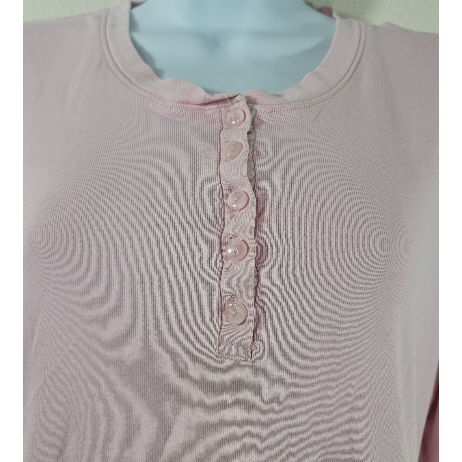 L.L. Bean L.L. Bean Light Pink 5 Button Henley Long Sleeve Top Medium Size M / US 6-8 / IT 42-44 - 5 Thumbnail