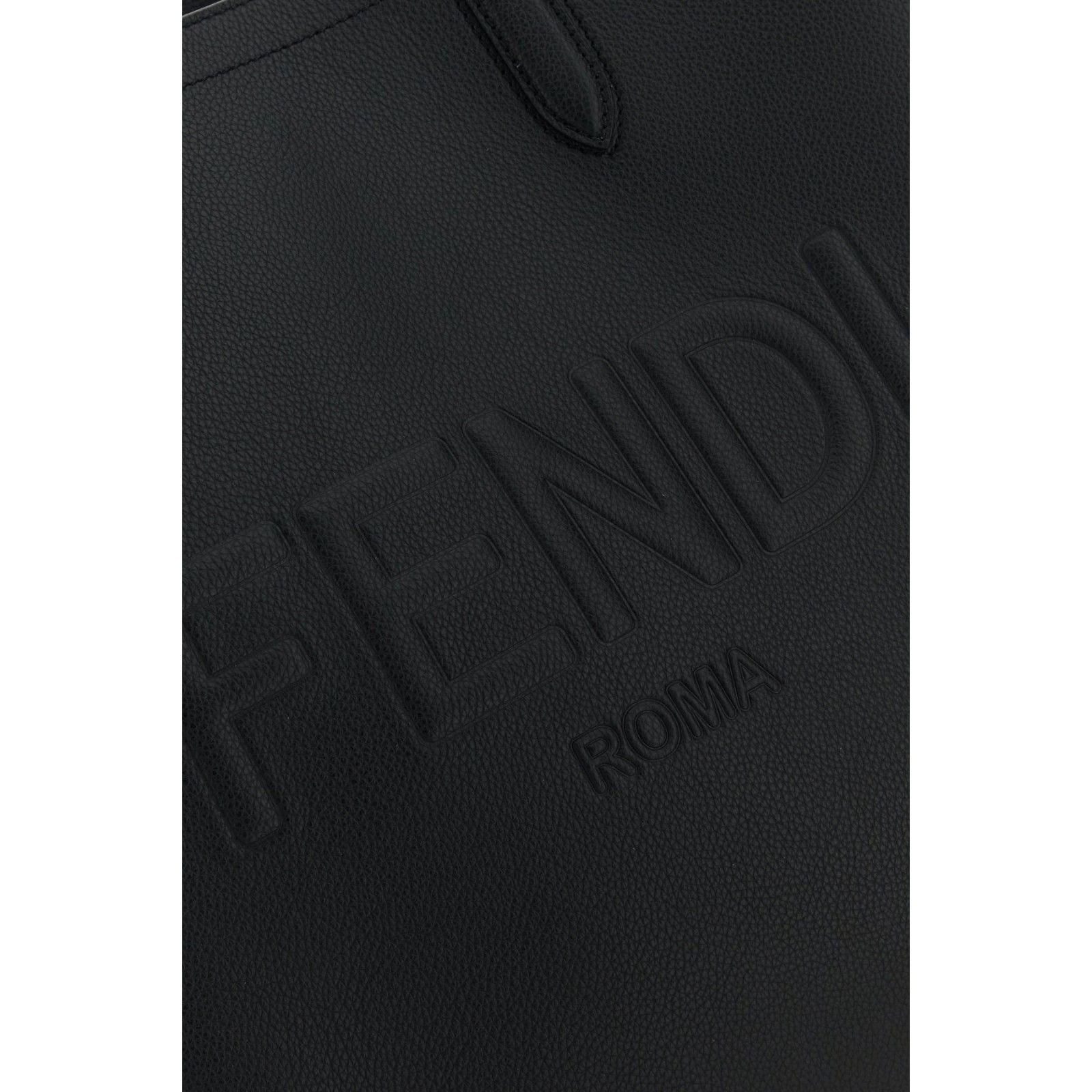 FENDI Roma Black Leather Shopper Shoulder Bag New And Authen