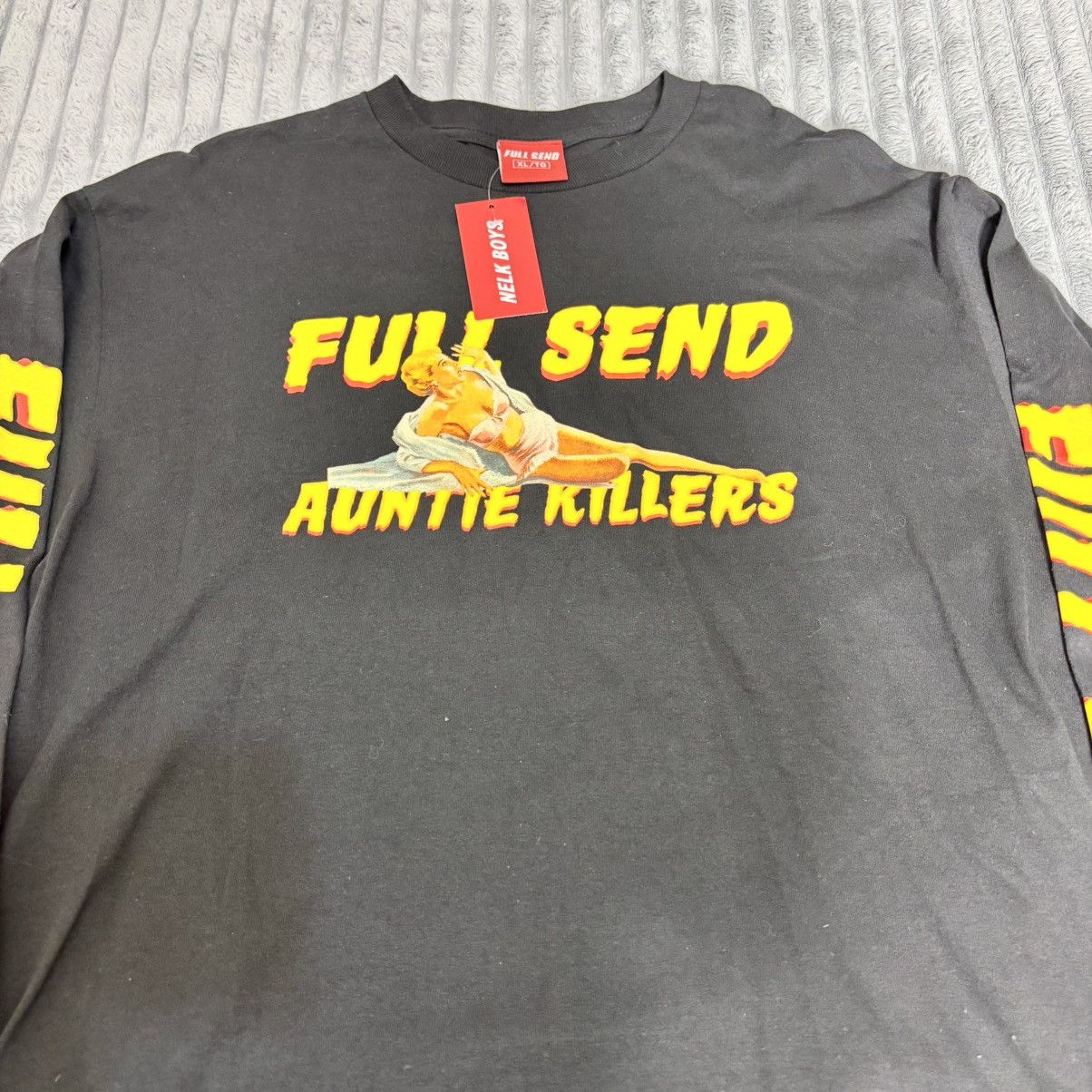 Full Send Full Send Nelk Auntie Killers Black Long Sleeve Shirt XL Size US XL / EU 56 / 4 - 3 Thumbnail