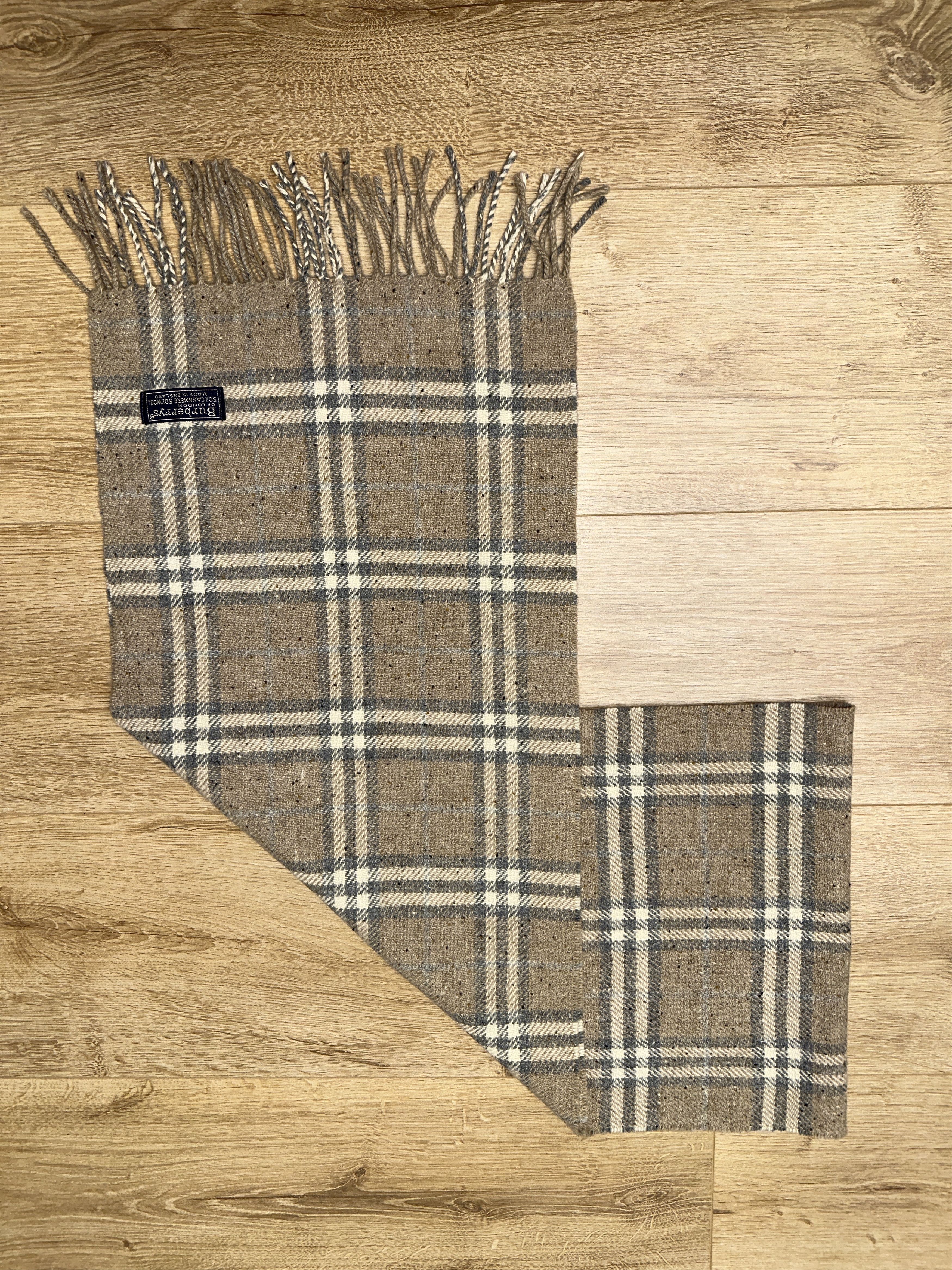 Burberry Burberrys Speckled Check Cashmere Wool Fringe Scarf 150 x 30 Size ONE SIZE - 6 Thumbnail