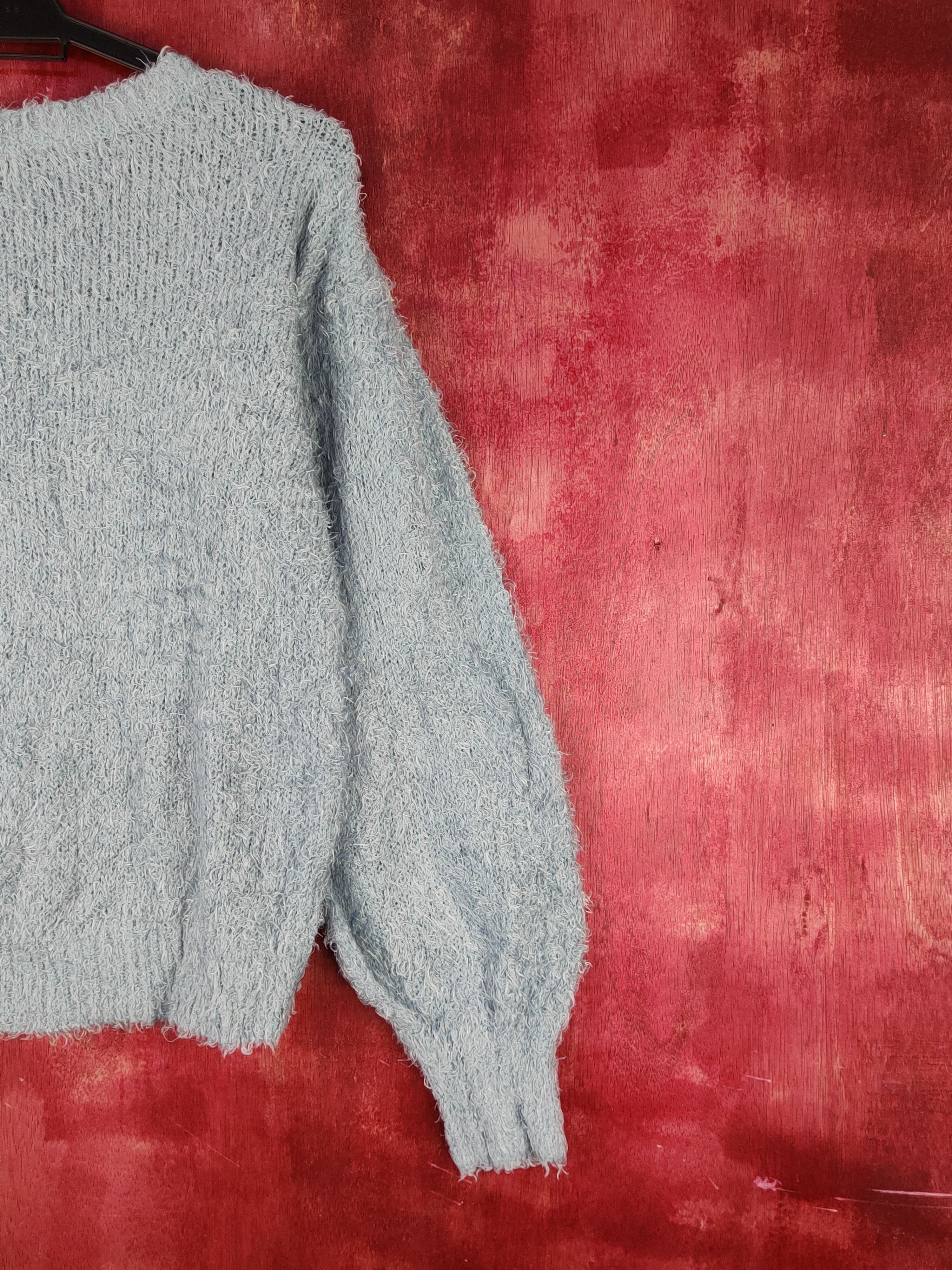 GU GU Blue Shag Shaggy Fur Mohair Knitwear #S2061 Size M / US 6-8 / IT 42-44 - 10 Thumbnail