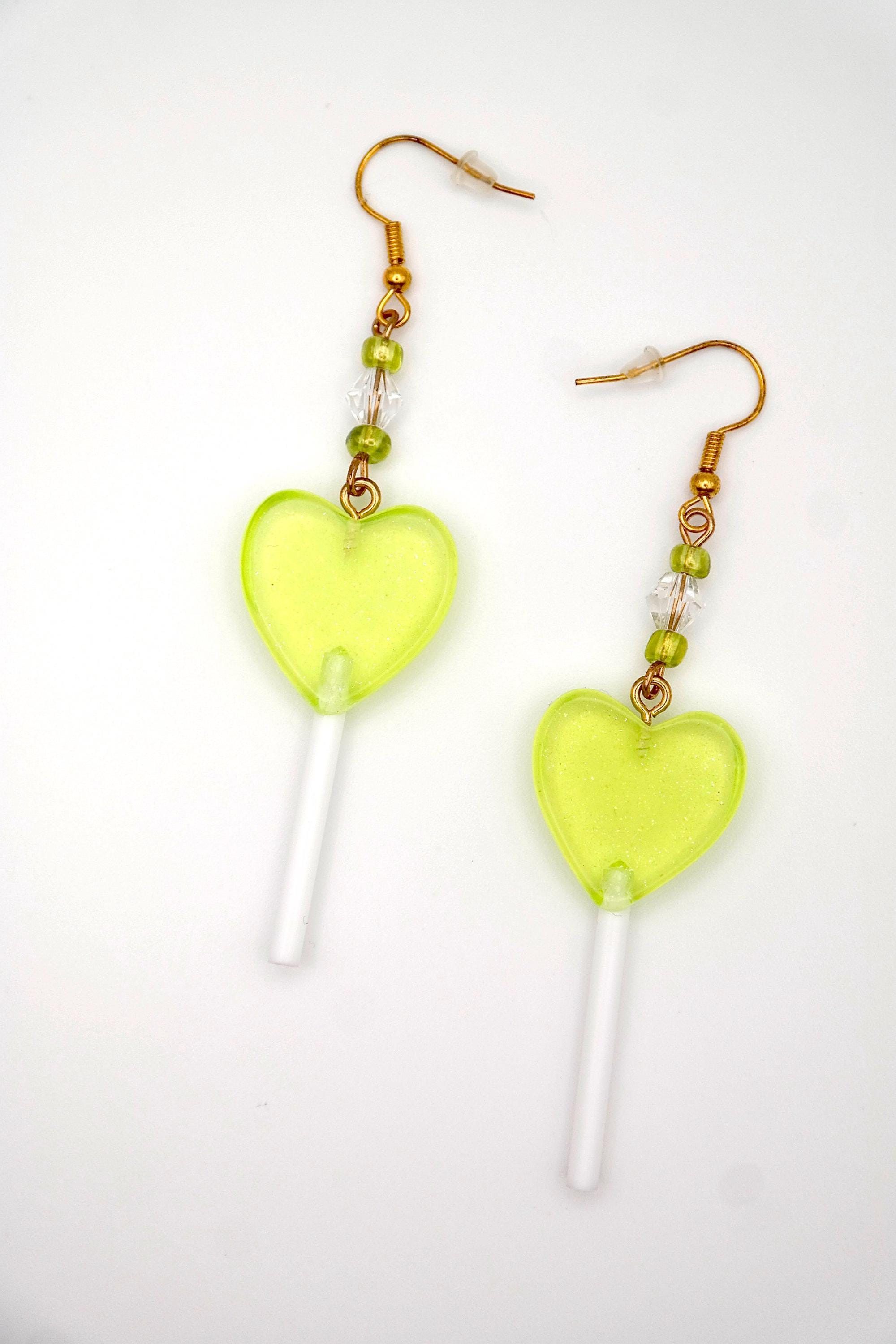 Handmade Heart Lollipop Earrings Size ONE SIZE - 3 Thumbnail