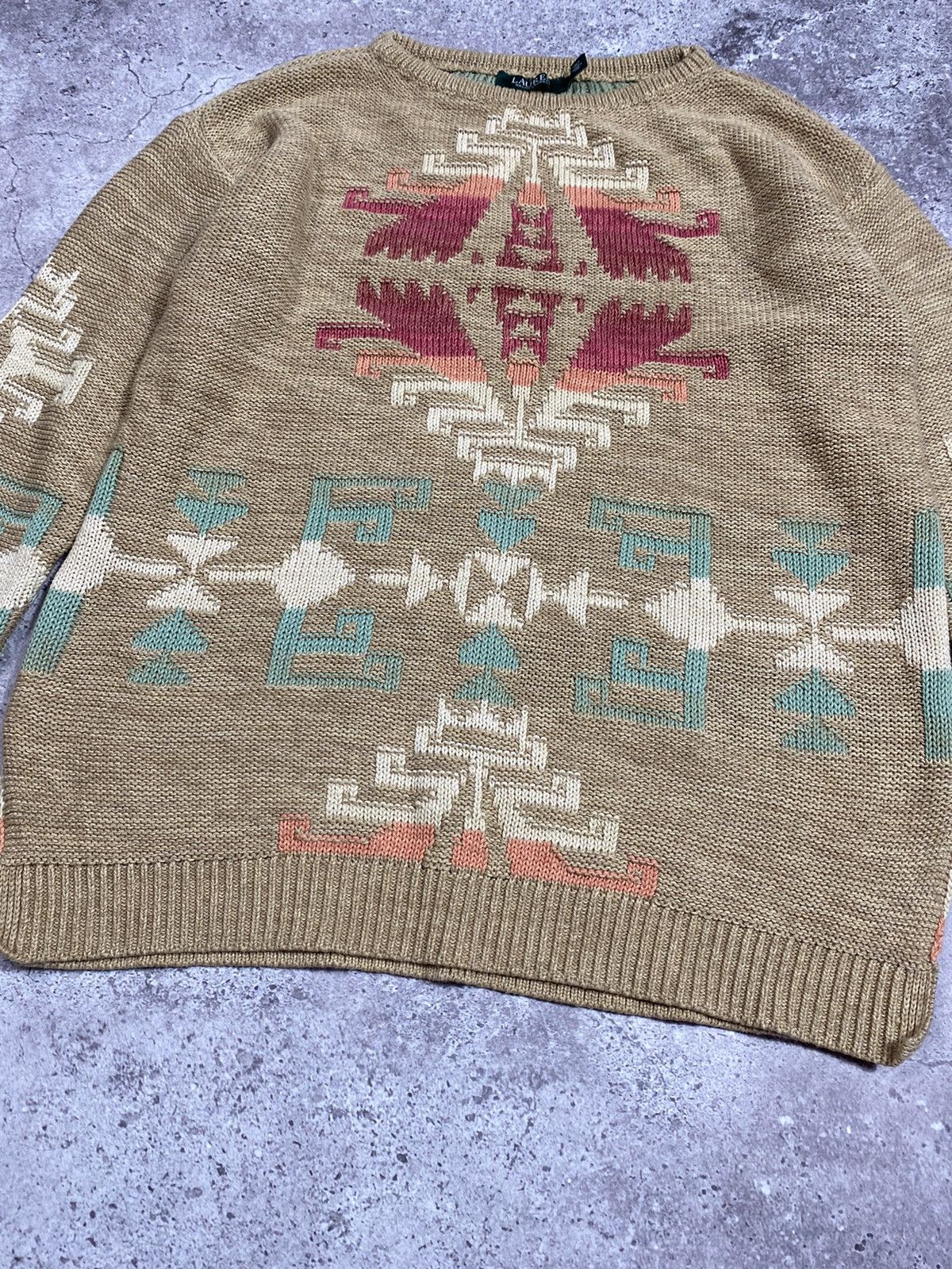 Ralph Lauren × Vintage RALPH LAUREN Aztec sweater Size L / US 10 / IT 46 - 5 Thumbnail