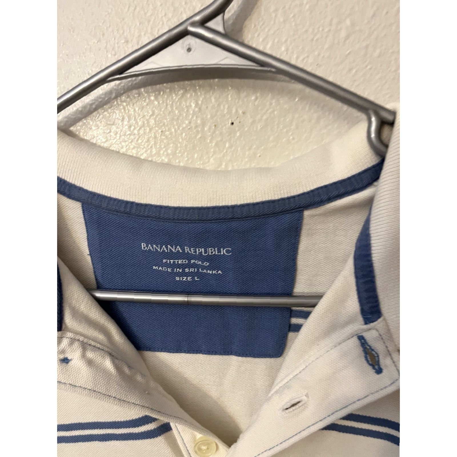 Banana Republic Banana Republic Polo Shirt Men L Striped White Blue Multicolor Cotton lycra Short Sleeve Classic Casual Shirts Mens Size US L / EU 52-54 / 3 - 2 Thumbnail