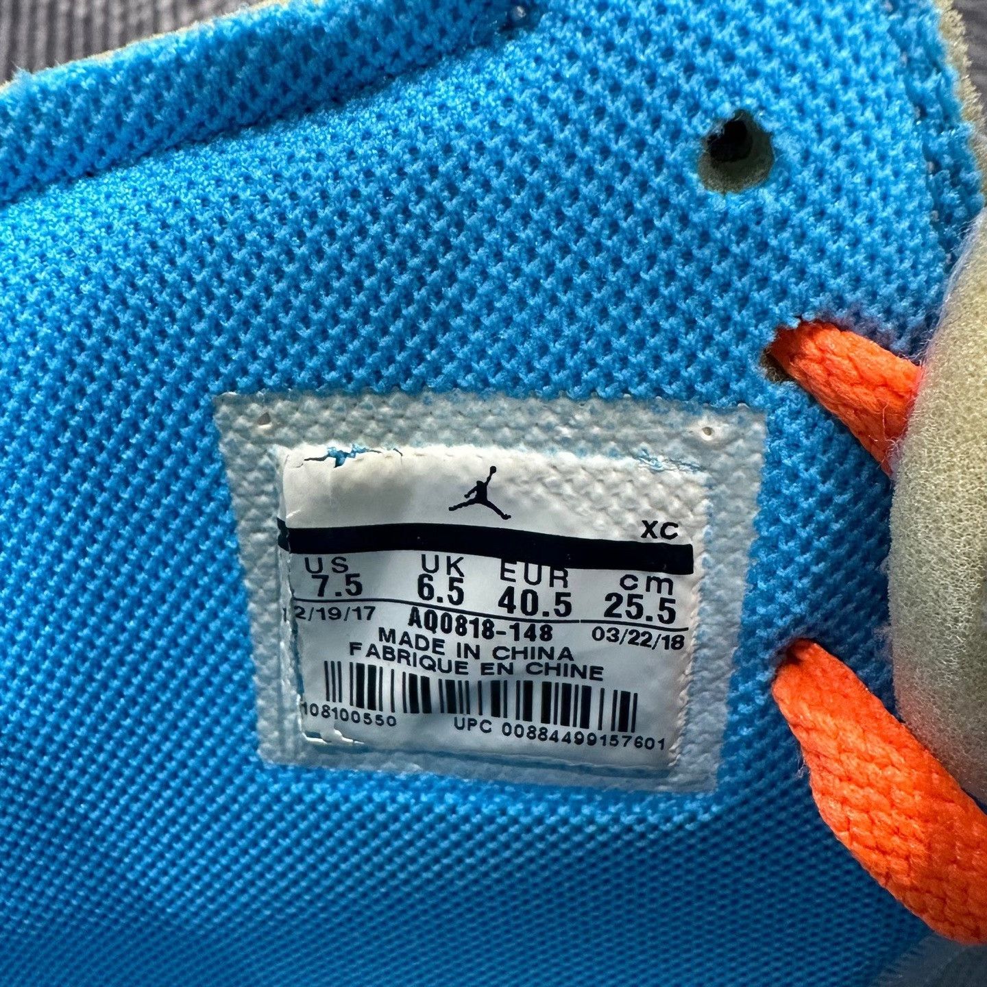 Off-White Off-White AJ1 UNC Blue Basketball Shoes Size US 7.5 / EU 40-41 - 7 Thumbnail