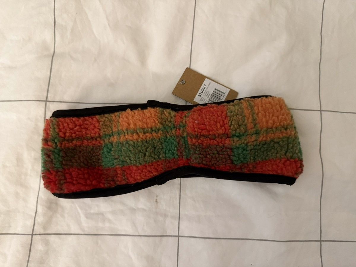 Stussy STUSSY MENS PLAID POLAR FLEECE HEADBAND 'ORANGE' Fleece O/S Size ONE SIZE - 5 Thumbnail