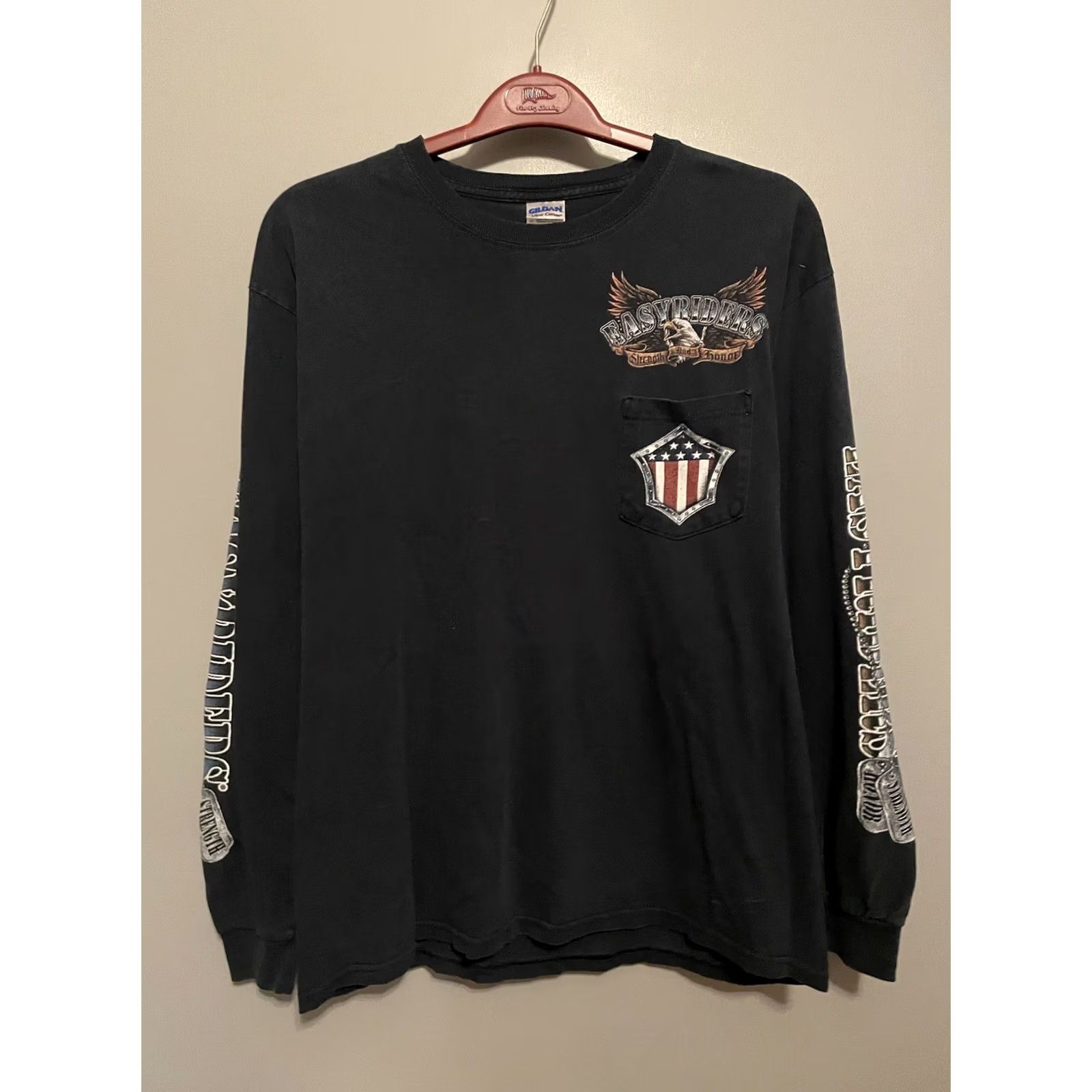 Vintage Easyriders Shirt L Black Strength Honor POW MIA Eagle Military Army Navy Patriotic Graphic Print Logo Flat Sweatshirt? Size US L / EU 52-54 / 3 - 3 Thumbnail
