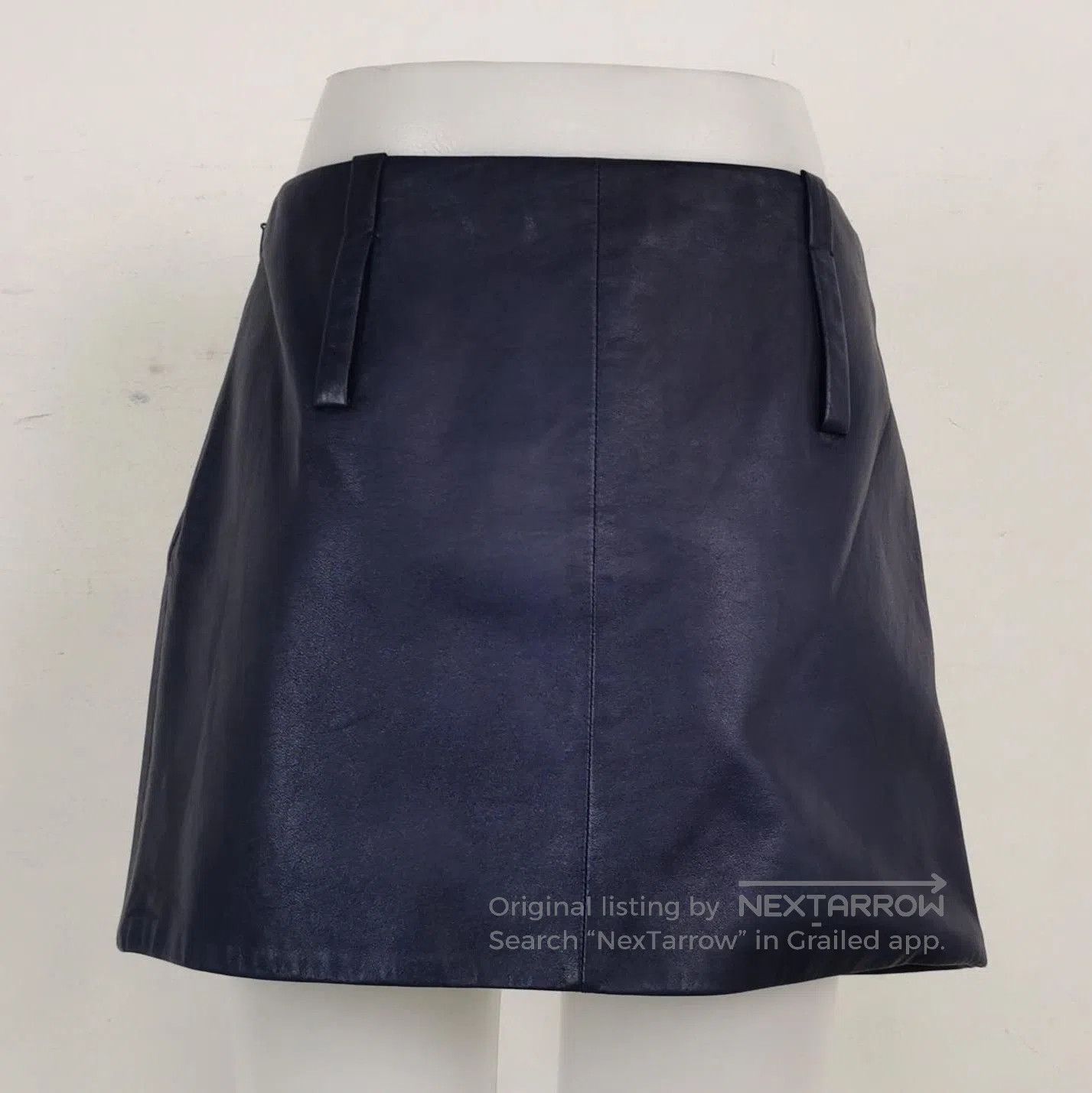 Prada Prada Leather Logo Mini Skirt in Deep Blue . Size 39" - 1 Thumbnail