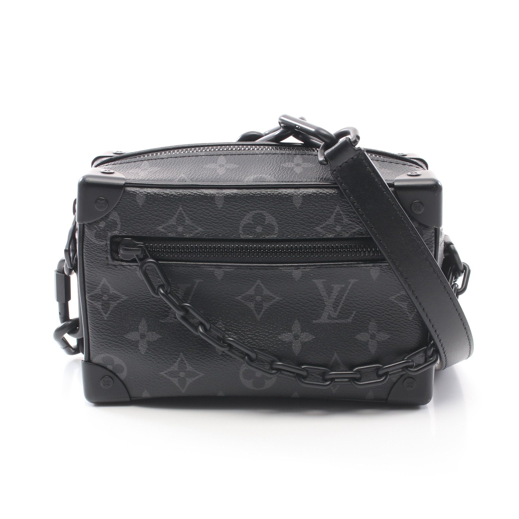 Louis Vuitton Mini Soft Trunk Monogram Eclipse Chain Shoulder Bag Leather Black, Men's