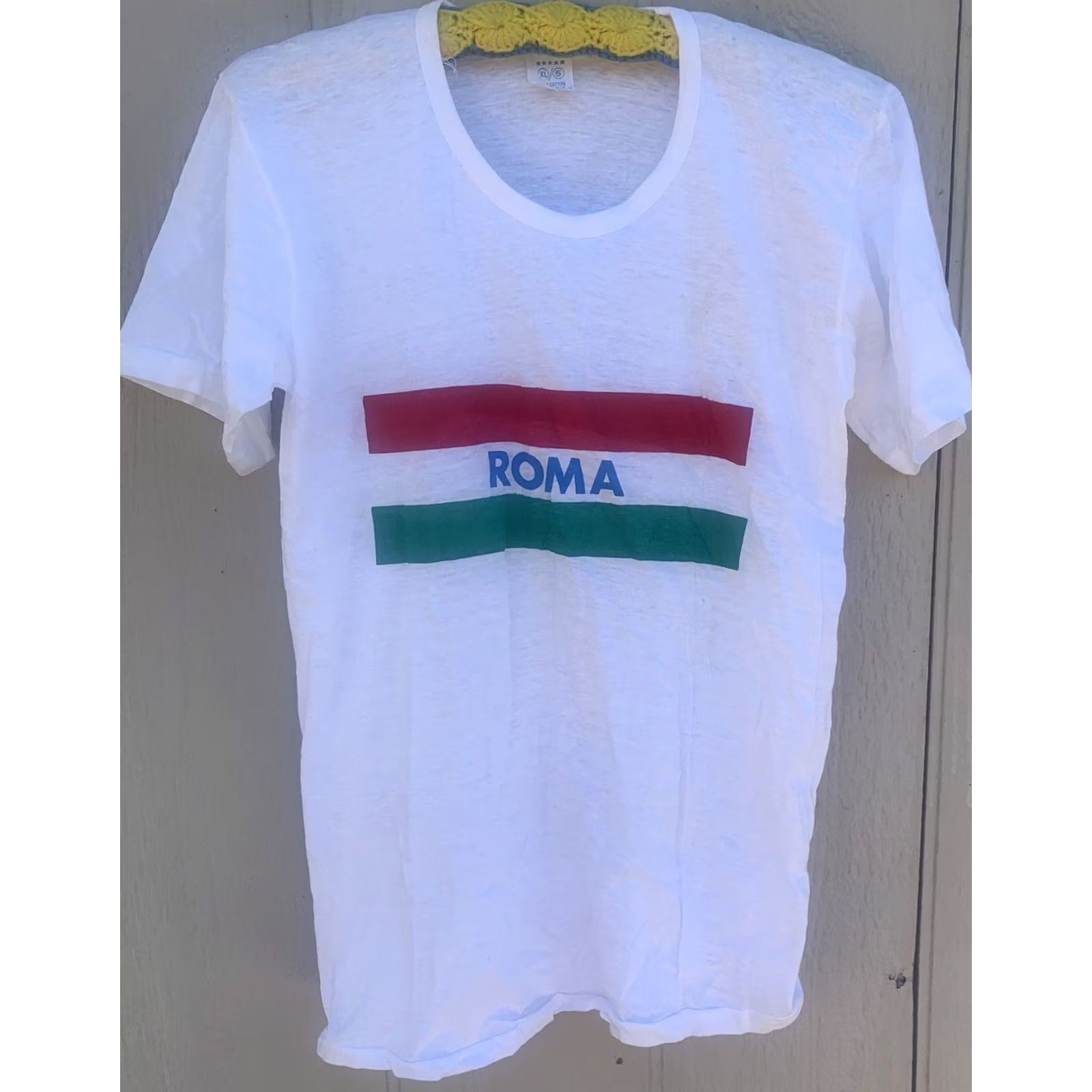 Vintage VINTAGE Roma T-Shirt Short Sleeve White 100% Cotton XL Mens Italy Rome Single Stich Thin 5 Stars On It Size US XL / EU 56 / 4 - 2 Thumbnail