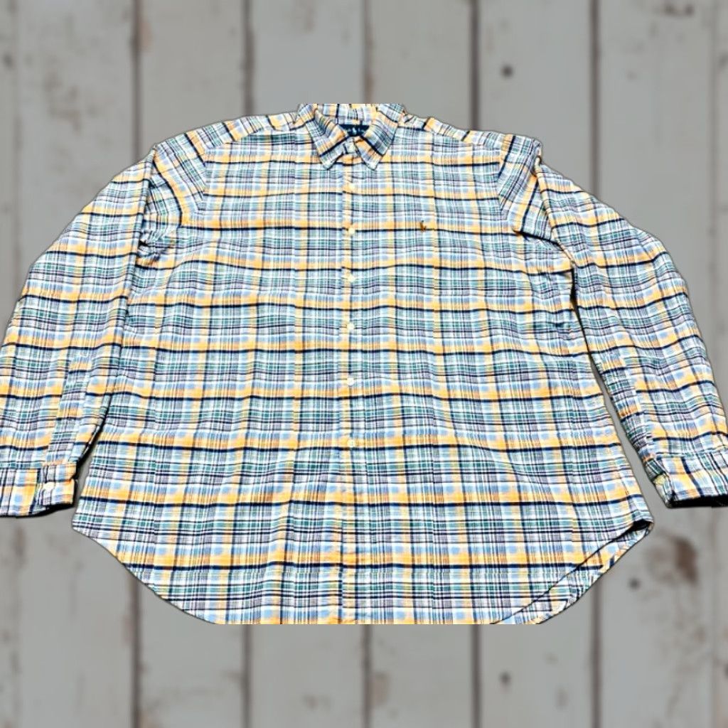 Polo Ralph Lauren Ralph Lauren Plaid Shirt Men's Size XXL Classic Fit Blue Orange School Church Size US XXL / EU 58 / 5 - 1 Thumbnail