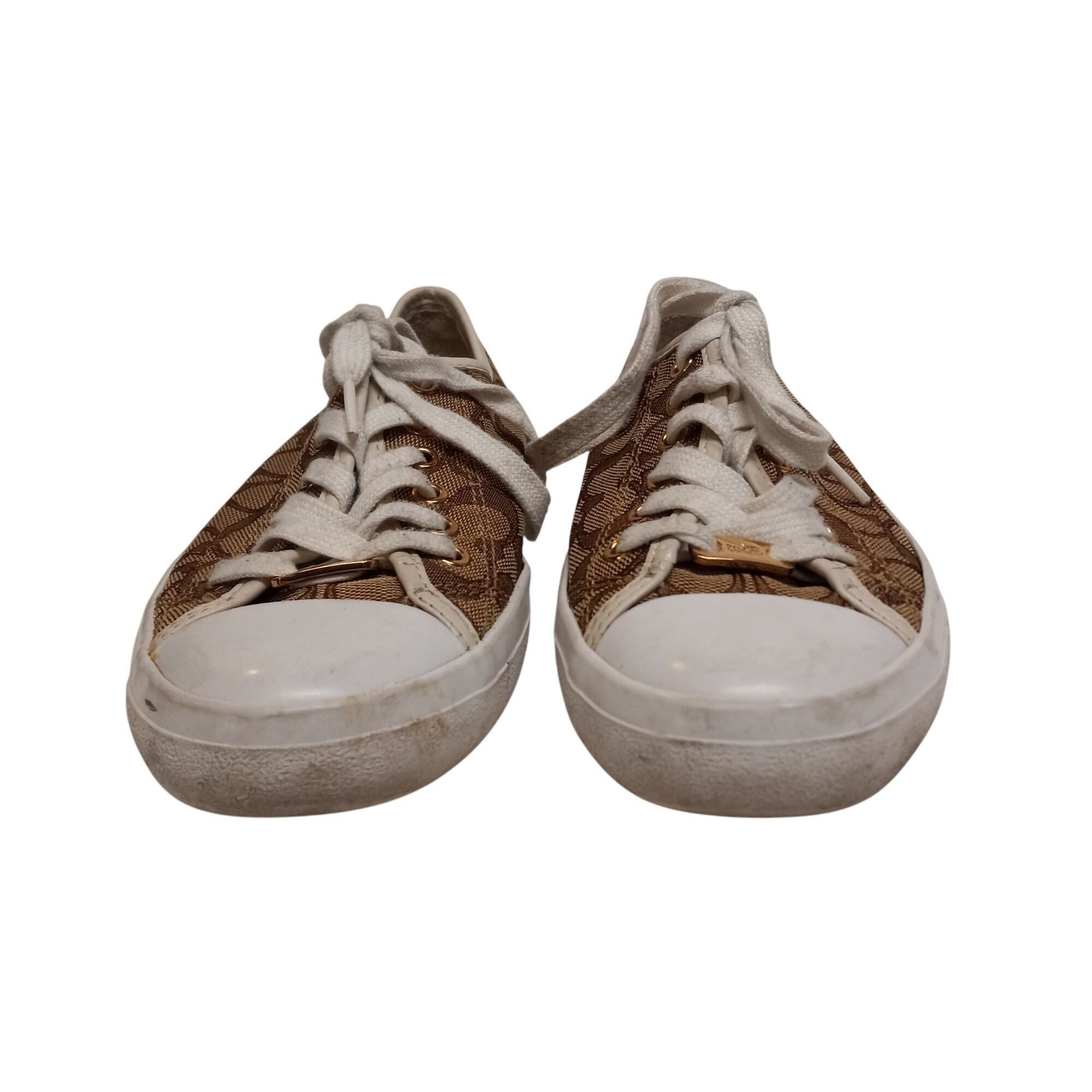 Coach Coach Size 8 8B Sneakers Signature Canvas Lace Up Brown Whit Size US 8 / IT 38 - 3 Thumbnail
