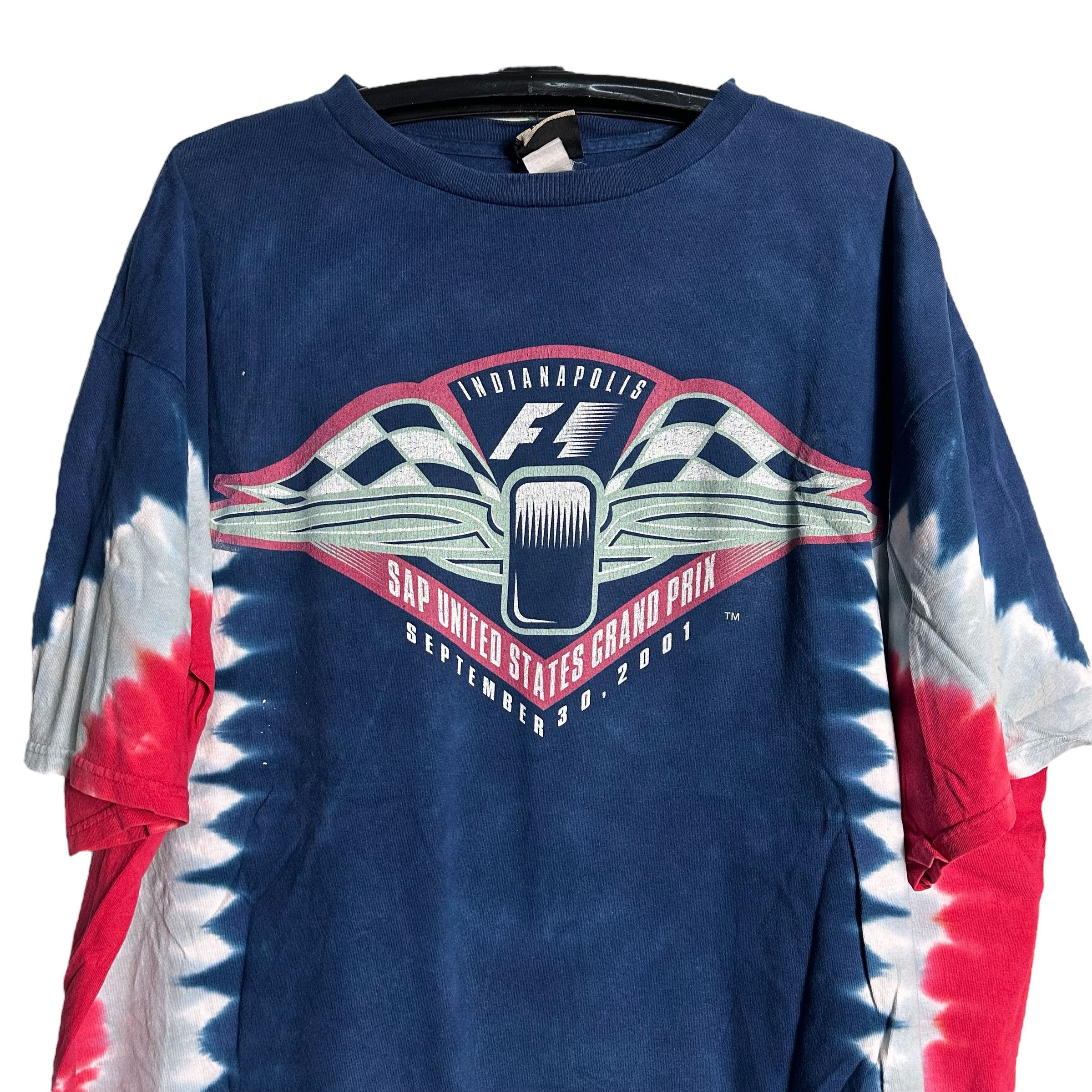 Liquid Blue 🔥RARE🔥Vintage Indianapolis F1 Grand Prix Tie Dye T-shirt Size US XL / EU 56 / 4 - 2 Thumbnail