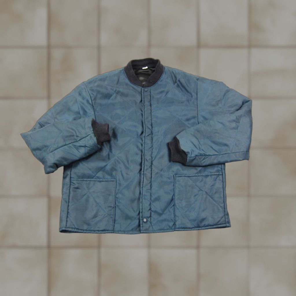 VINTAGE Bomber Jacket Men XL Blue 90s Full Zip Quilted Nylon Softshell Workwear