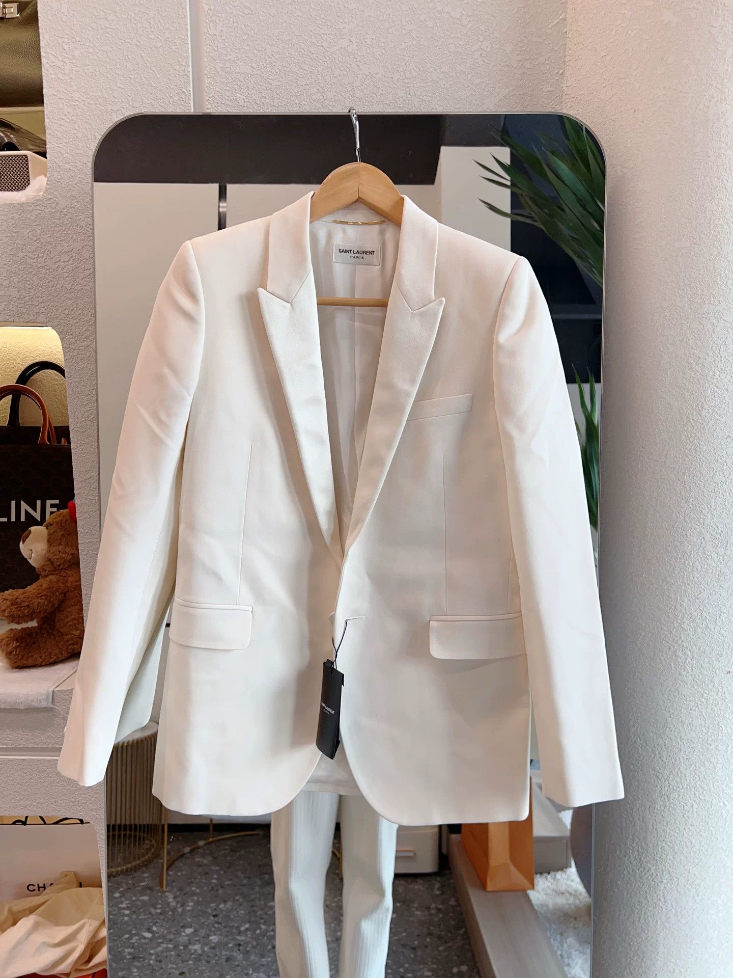 Saint Laurent Paris Saint Laurent White Structured Blazer 34 Size XXS / US 00 / IT 34 - 1 Thumbnail