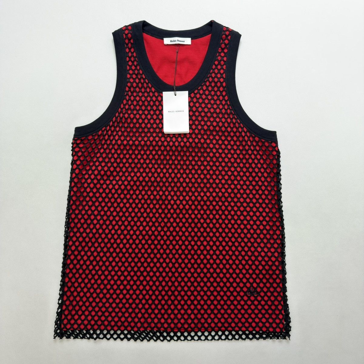 Wales Bonner ‘Record’ Black/Red Mesh Vest Size US M / EU 48-50 / 2 - 2 Thumbnail