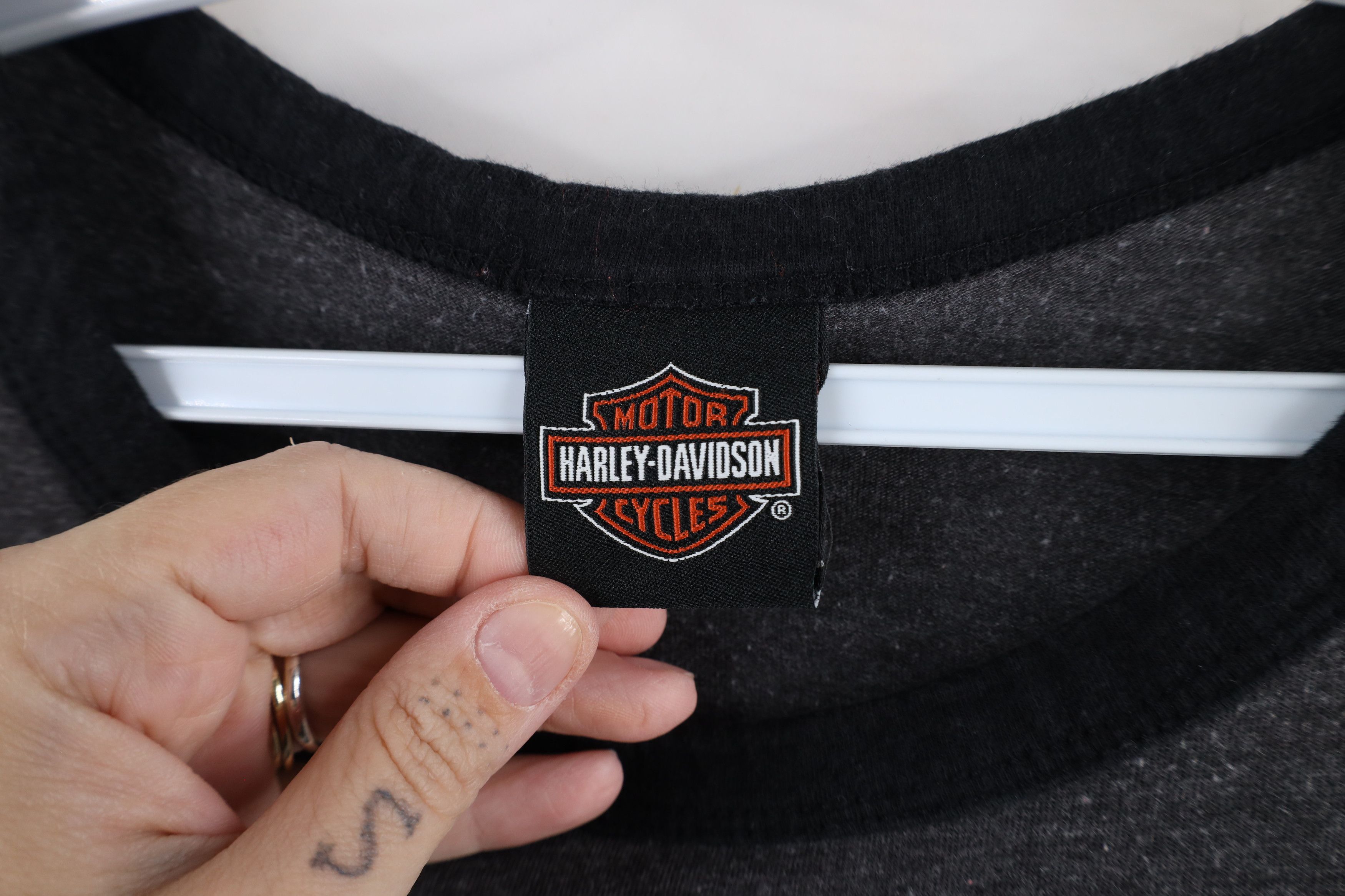 Harley Davidson × Vintage Vintage Y2K Harley Davidson Spell Out Ringer T-Shirt Gray Size L / US 10 / IT 46 - 6 Thumbnail