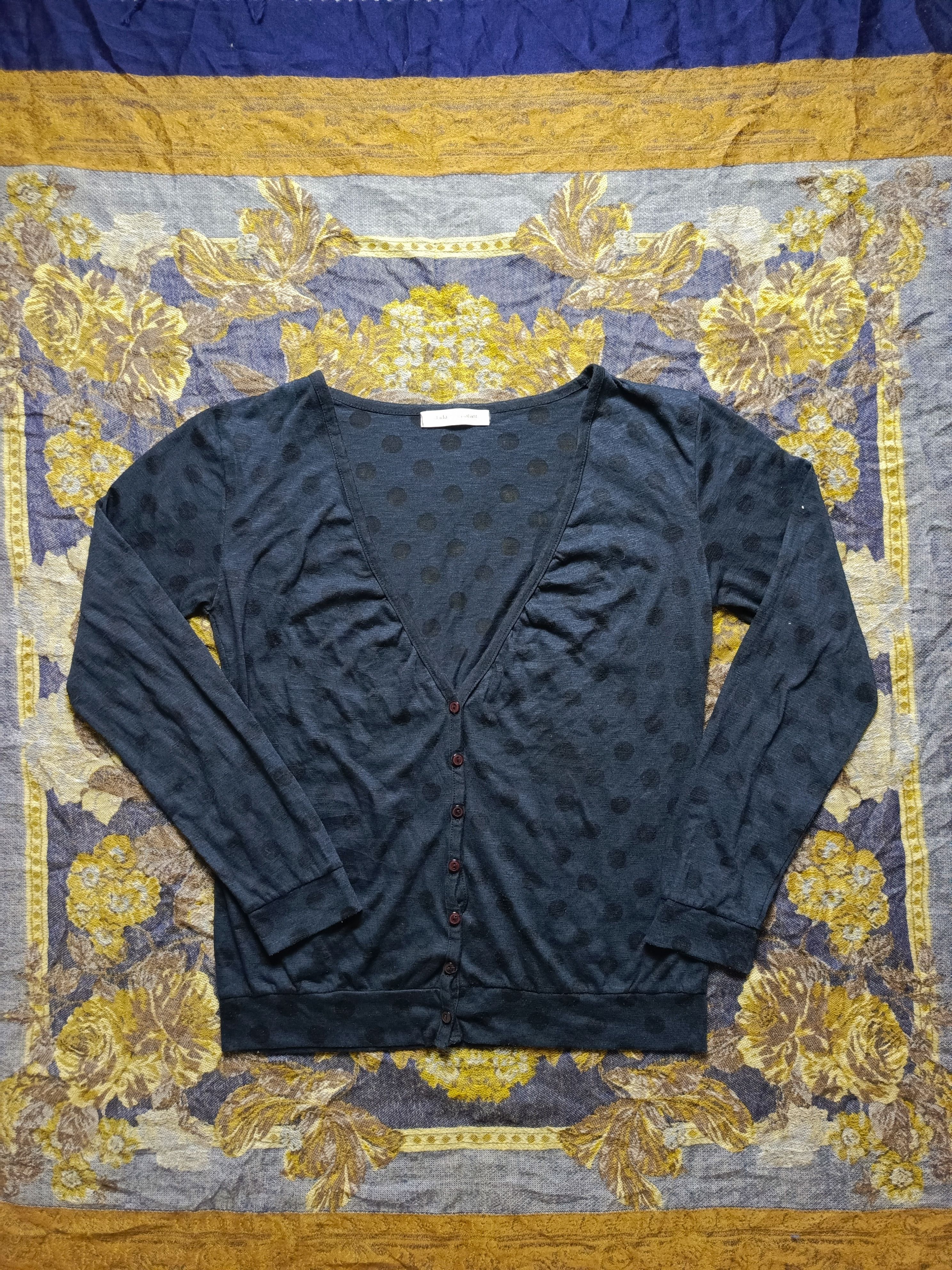 Japanese Brand Dada de epatant black Polka Dot Cardigan – Effortlessly Chic Size L / US 10 / IT 46 - 1 Thumbnail