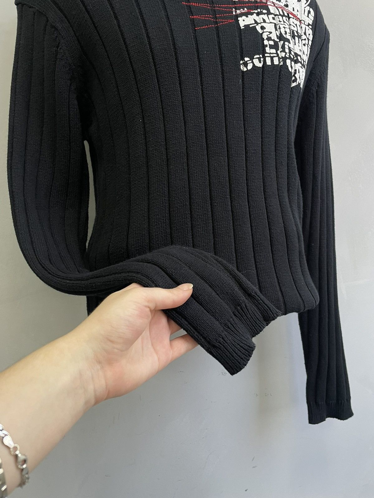 Hysteric Glamour Diesel style ribbed knit sweater rare y2k hype graffiti Size US S / EU 44-46 / 1 - 5 Thumbnail