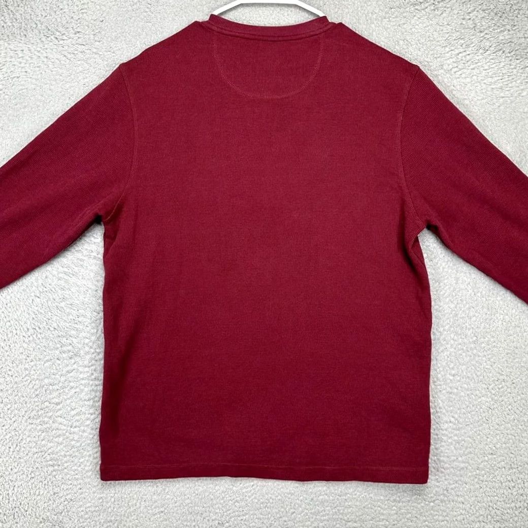 Eddie Bauer Eddie Bauer Sweater Pullover Mens Large Henley Thermal Waffle-Knit Red Maroon Knit Shirt Size US L / EU 52-54 / 3 - 3 Thumbnail