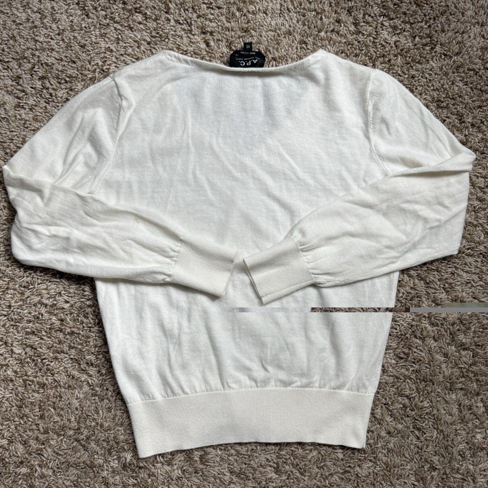 A.P.C. A.P.C. White V Neck Sweater Cotton Size XS Cashmere Wool Size XS / US 0-2 / IT 36-38 - 6 Thumbnail