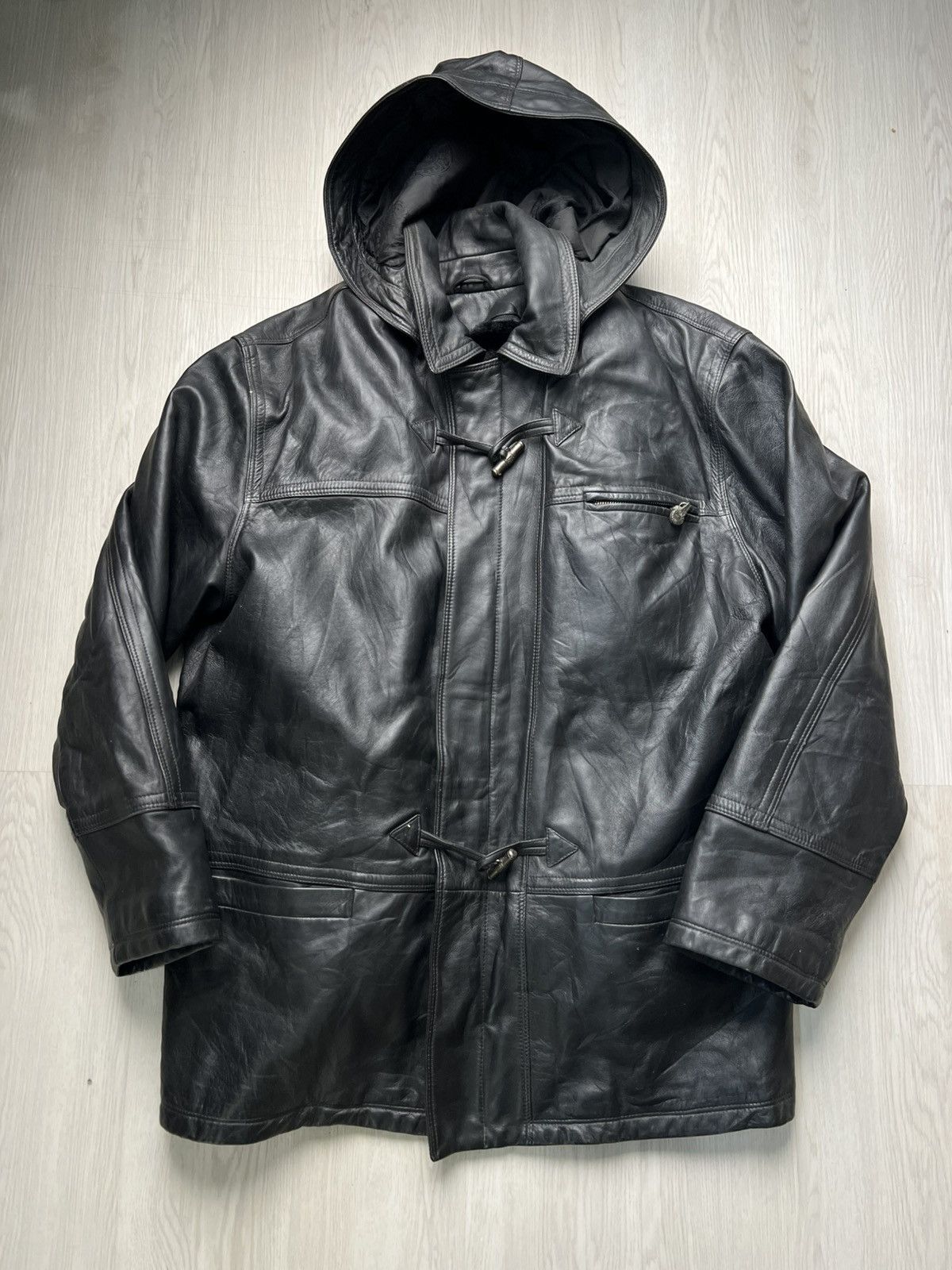 Versace Vintage Versace Detachable Hood and Vest Leather Coat Jacket Size US XXL / EU 58 / 5 - 1 Thumbnail