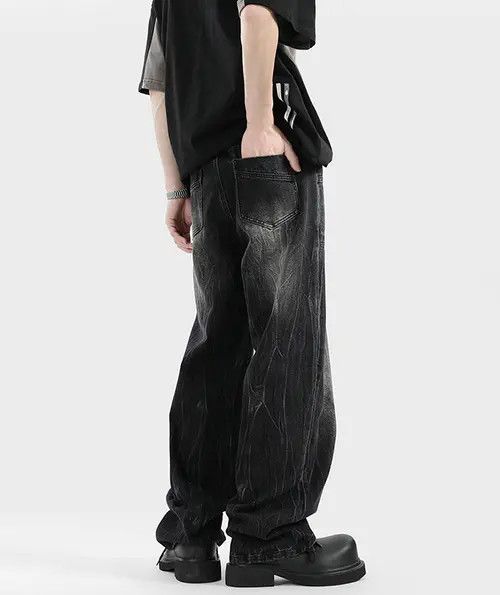 VIBE American street men's cleanfit washed straight flared jeans Size US 32 / EU 48 - 8 Thumbnail