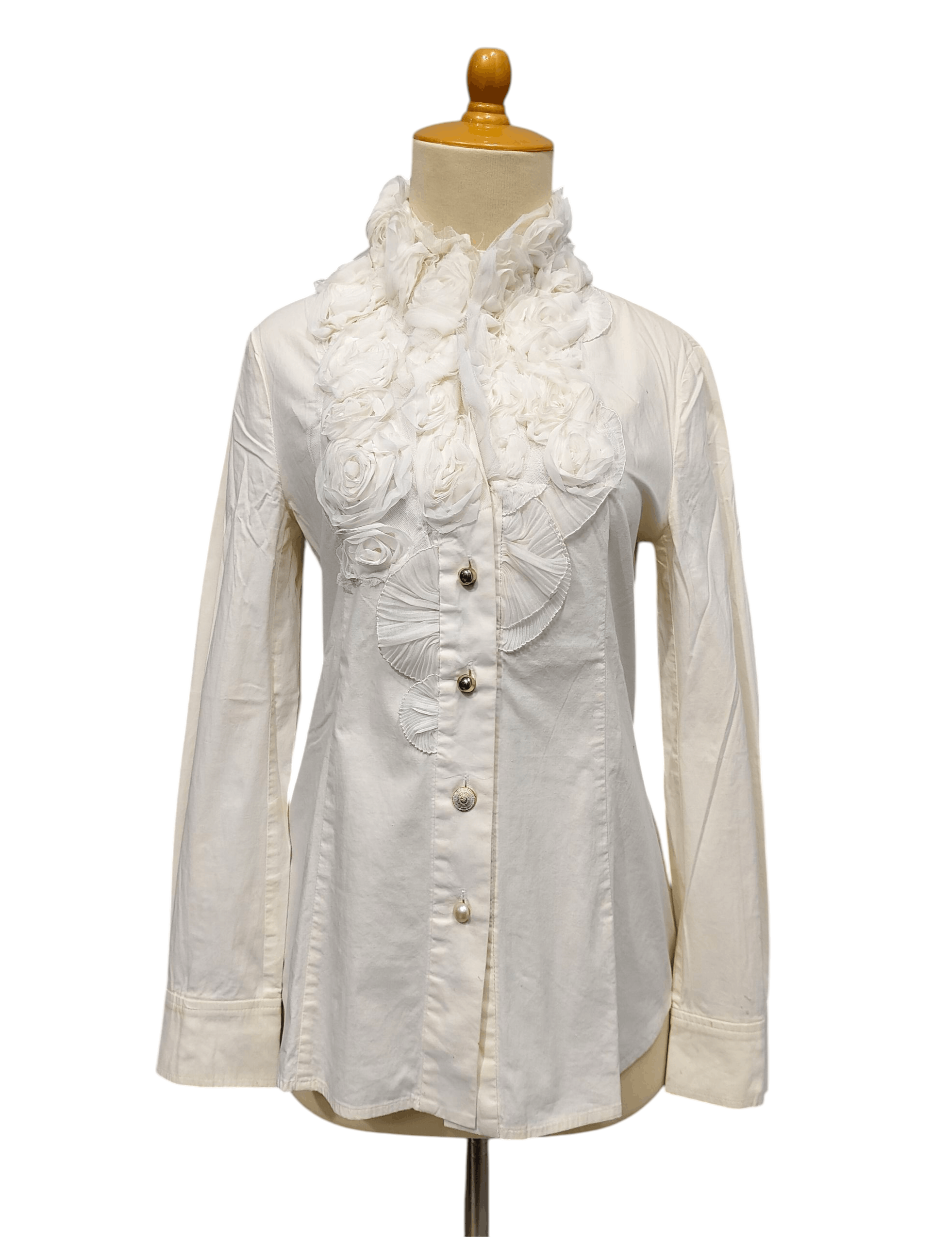 Seditionaries OZ O'2nd❤️‍🔥Romantic Ruffle Rosette Applique Tailored Shirt Size M / US 6-8 / IT 42-44 - 1 Thumbnail