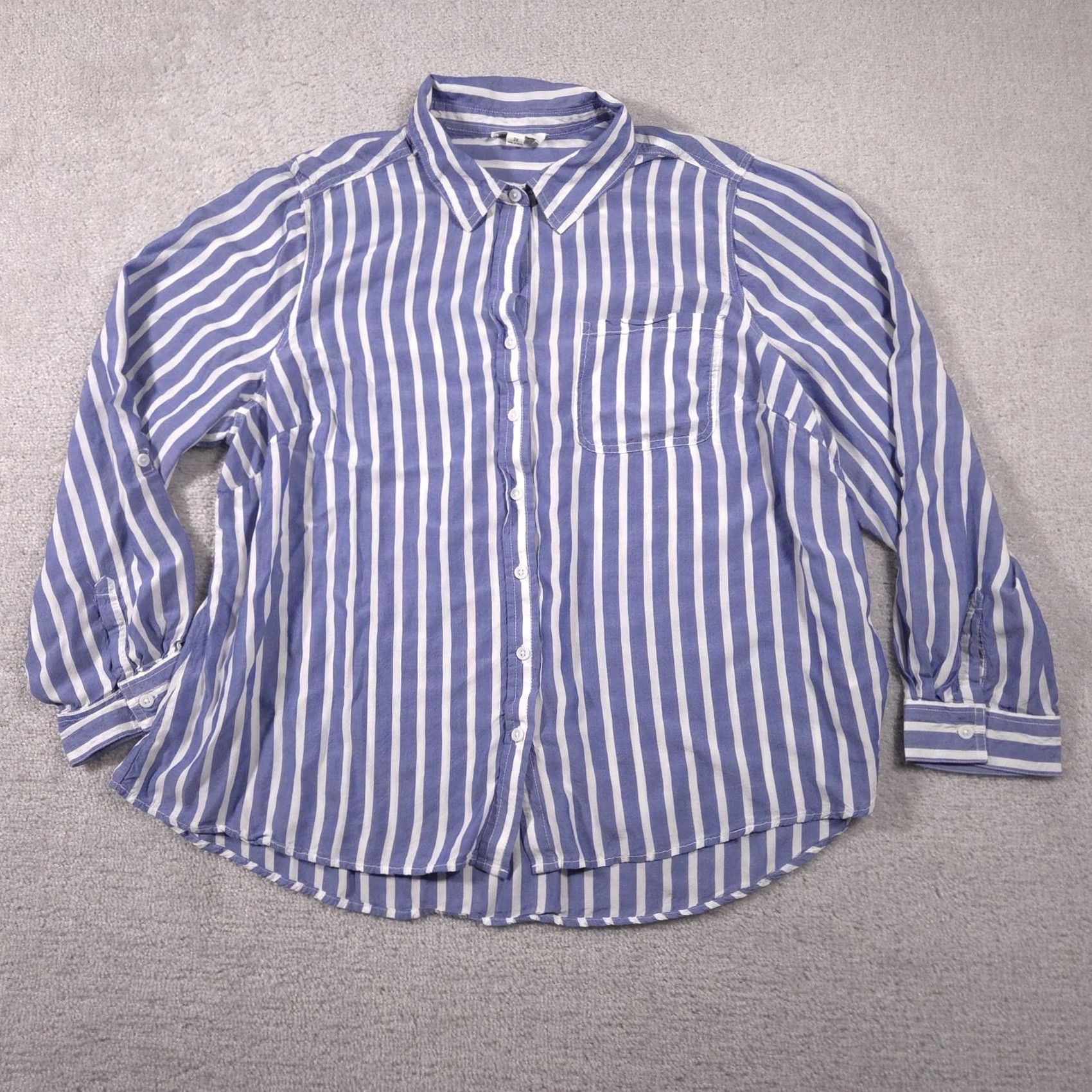 Vintage Beachlunchlounge Shirt Womens 2X Blue White Stripe Button Front Viscose Top Size XXL / US 16-18 / IT 52-54 - 2 Thumbnail