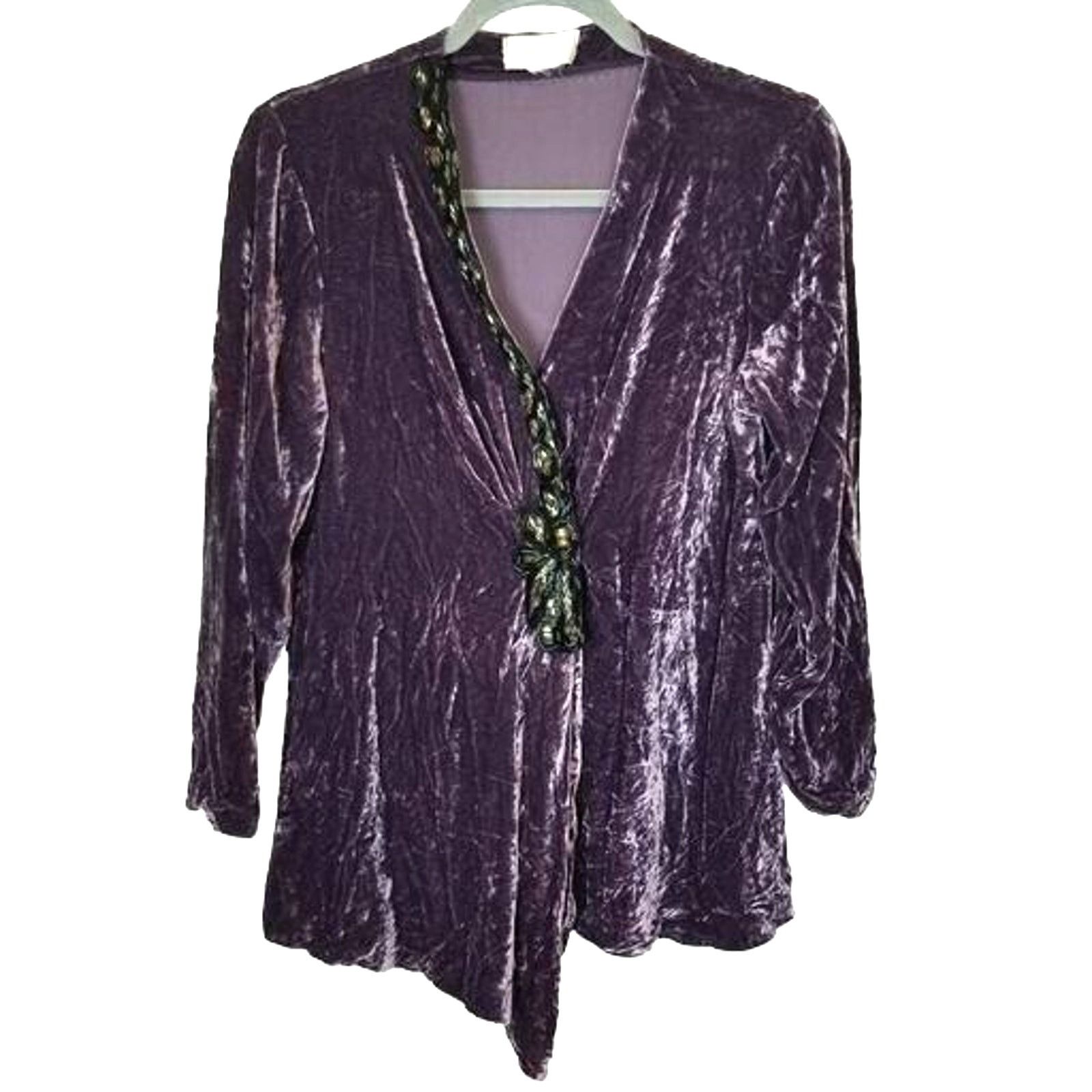 Soft Surroundings Soft Surroundings Velvet Beaded Top Whimsigoth Witchy Vamp Size M / US 6-8 / IT 42-44 - 1 Thumbnail
