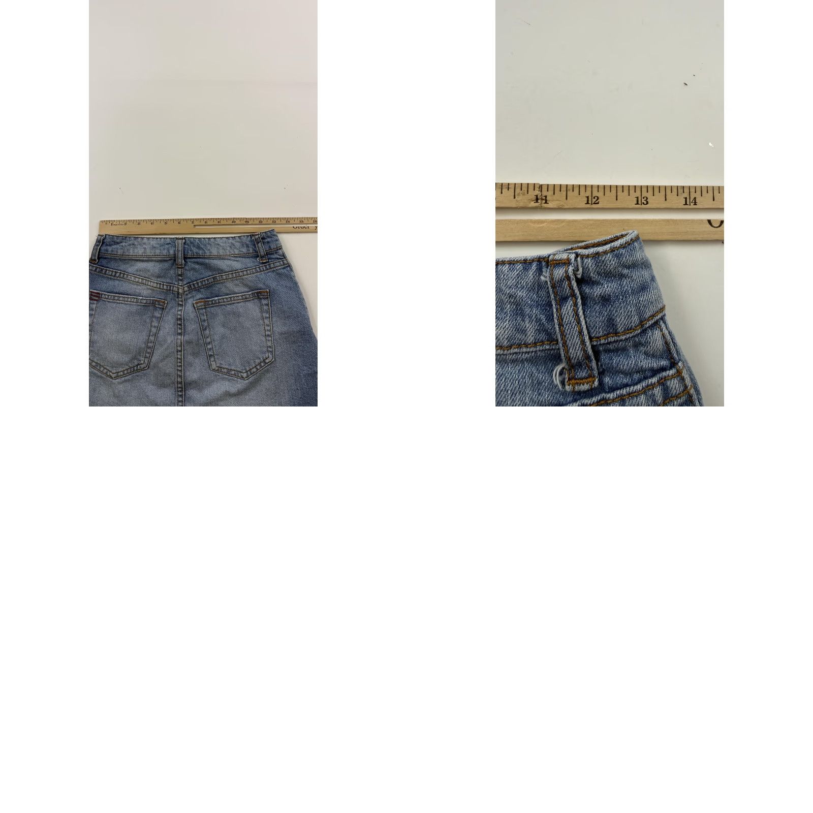 Urban Outfitters BDG Urban Outfitters Denim Skirt Womens XS Light Wash Frayed Raw Hem Mini A-Line Size 26" / US 2 / IT 38 - 8 Thumbnail