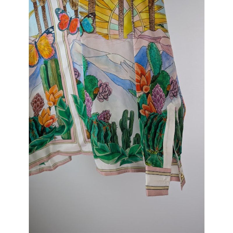 Casablanca o1rshd1 Silk Long Sleeve Cuban Collar Shirt in Psychedelic Size US XL / EU 56 / 4 - 5 Thumbnail