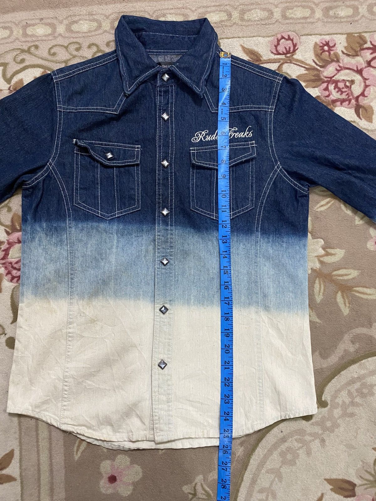 Designer × In The Attic × Japanese Brand INC Denim Western Shirt Blue Ombre 2 Pocket Button Up Size US M / EU 48-50 / 2 - 14 Thumbnail