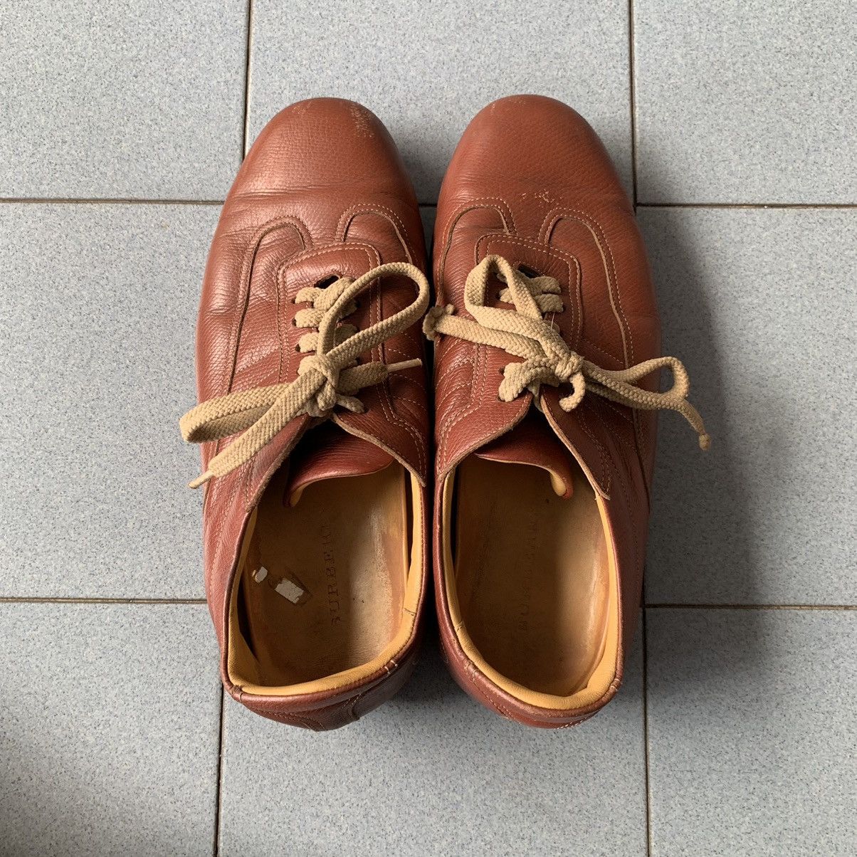 RARE Vintage Burberry Deep Dark Red Leather Unisex Sneakers