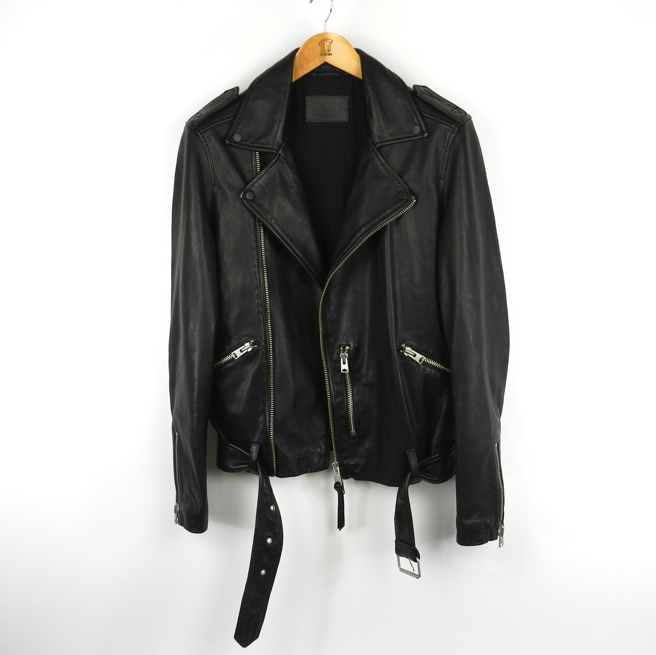 image of Allsaints Leather Jacket Sheep Leather in Black, Men's (Size XS)