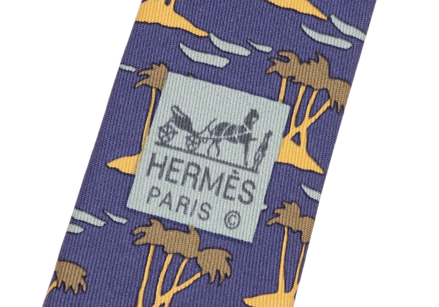 Hermes Silk Tie with Palm Pattern in Purple Size ONE SIZE - 5 Thumbnail