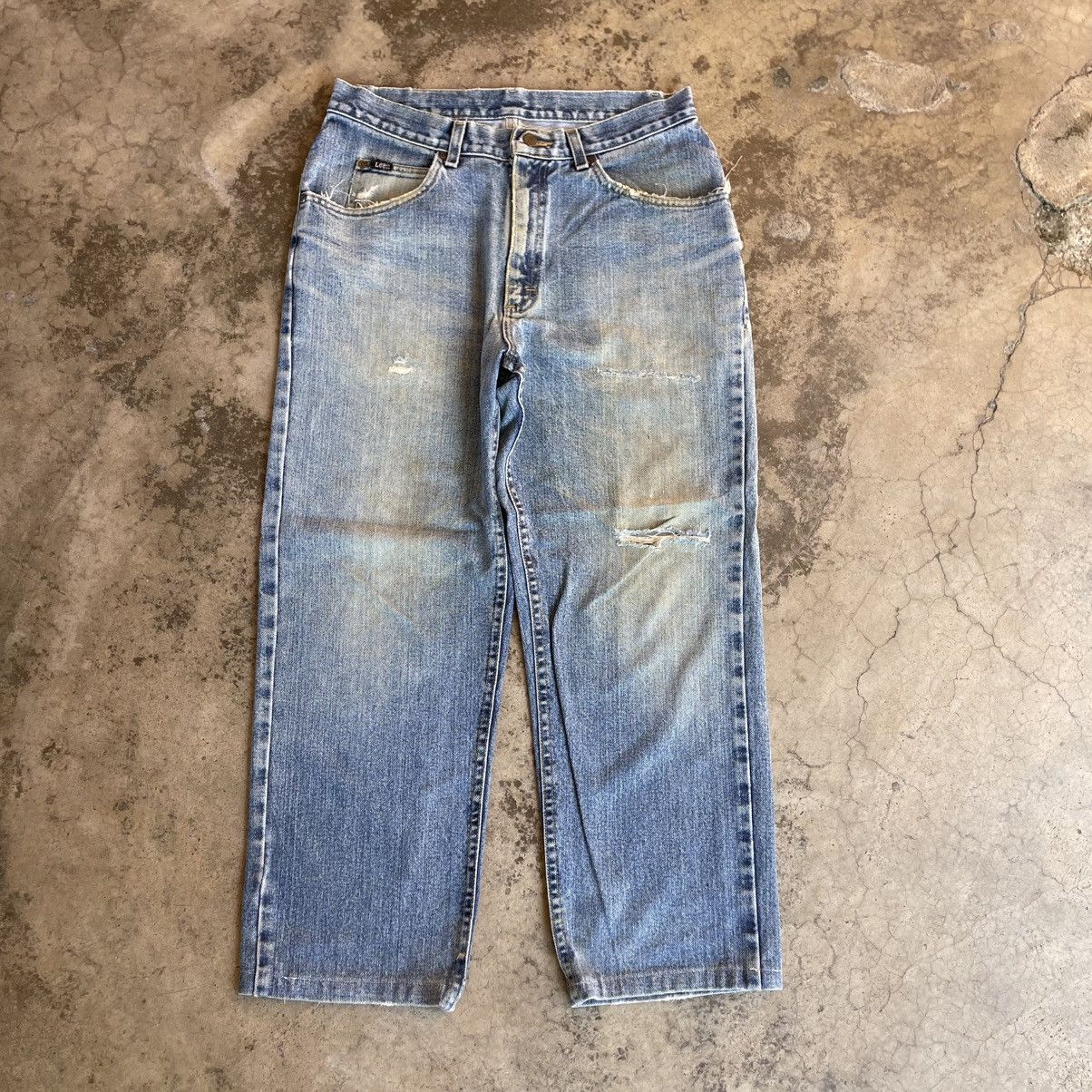 Lee 🔥Vintage Lee Stoned Washed Ripped Distress Denim Jeans Size US 32 / EU 48 - 1 Thumbnail