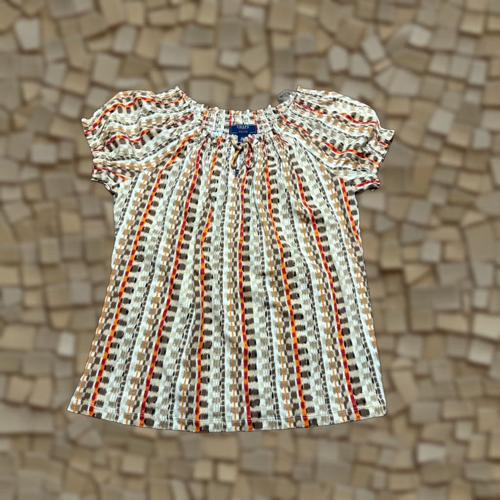 Chaps NWT CHAPS Shirt Women's Petite Medium Brown Red Orange Allover Print Size M / US 6-8 / IT 42-44 - 1 Thumbnail
