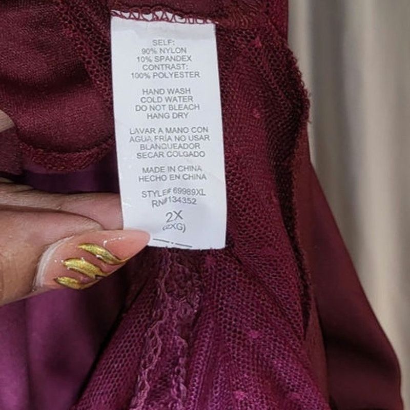 Other Ambiance Wine Red Lace Sheer Bodysuit Size 2X Size XXL / US 16-18 / IT 52-54 - 4 Thumbnail