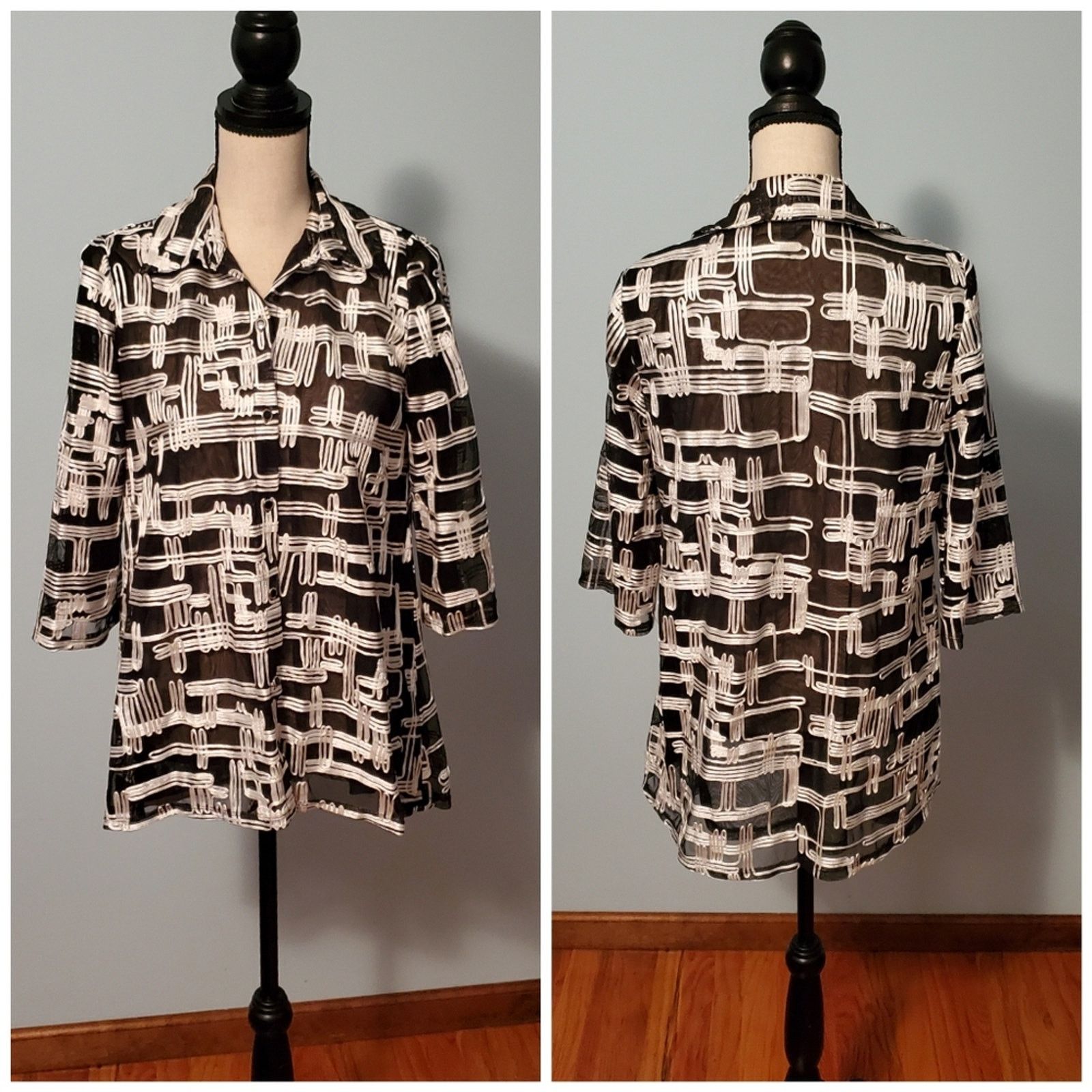 Other JM Collection Abstract Mesh Jacket Hashtag Black Oversized Size S / US 4 / IT 40 - 1 Thumbnail