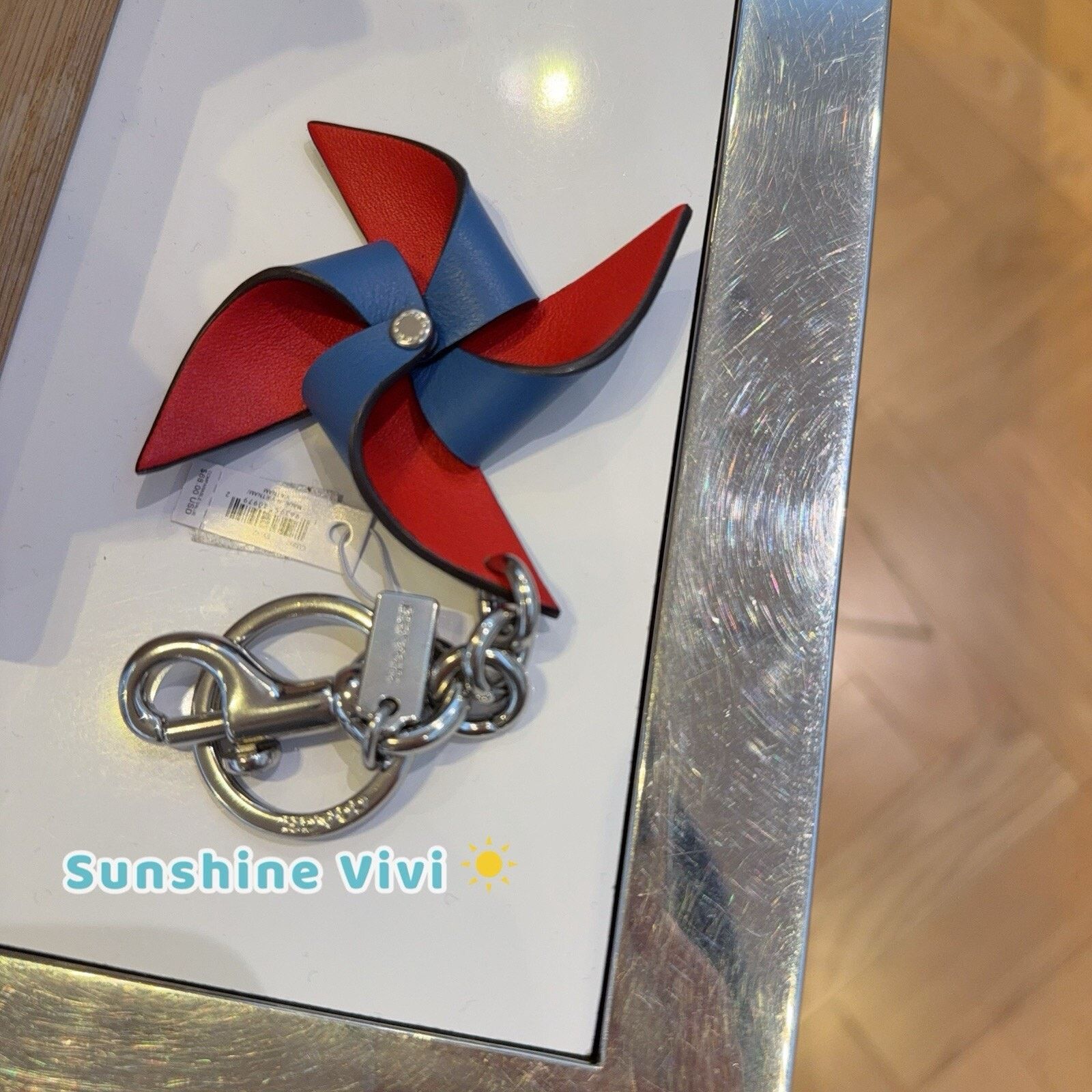 Coach NWT Coach Pinwheel Leather Sky Blue Bag Charm Key Ring CU257 Size ONE SIZE - 2 Thumbnail