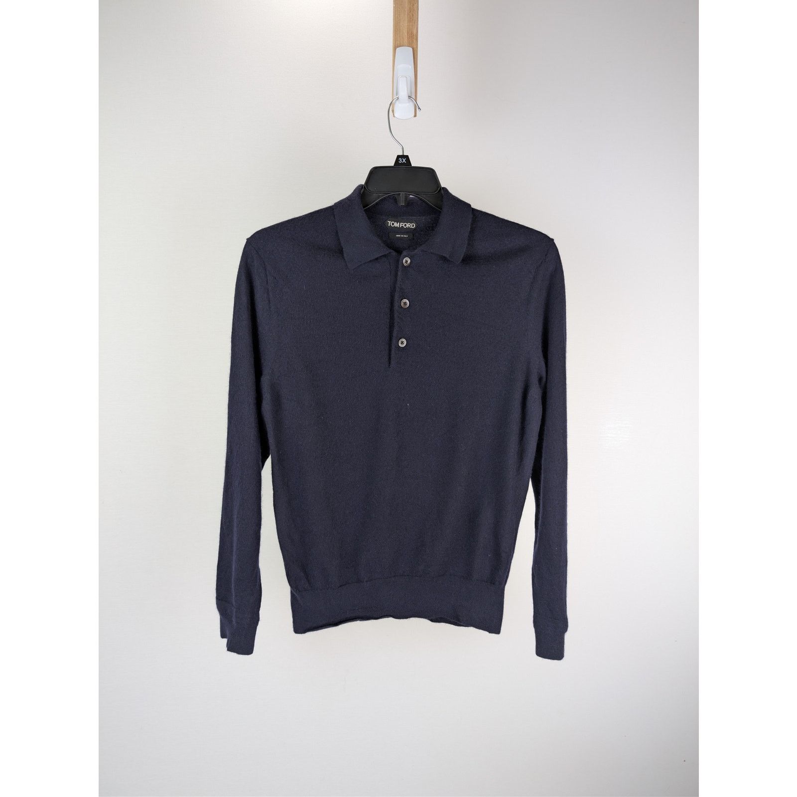 Tom Ford o1rshd1 CC20 Long Sleeve Polo Shirt in Navy Blue Size US L / EU 52-54 / 3 - 1 Thumbnail